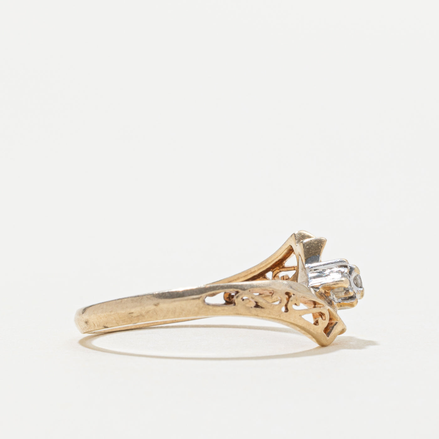 10k Diamond Openwork Bypass Ring | SZ 6.25
