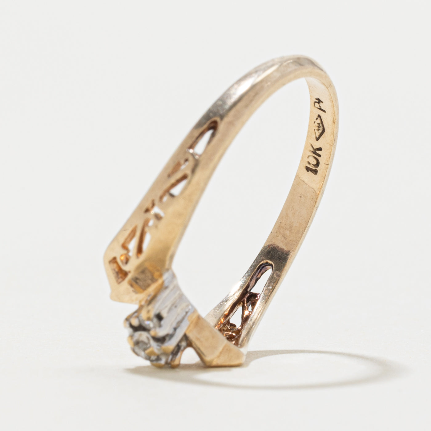 10k Diamond Openwork Bypass Ring | SZ 6.25