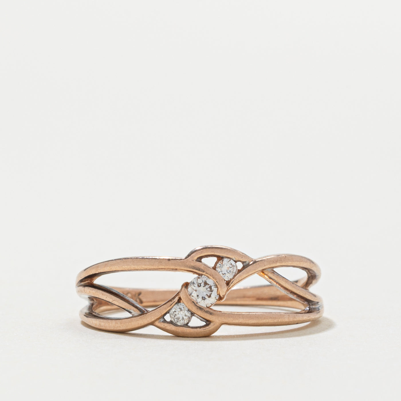 10k Rose Gold Diamond Openwork Ring | SZ 6.5