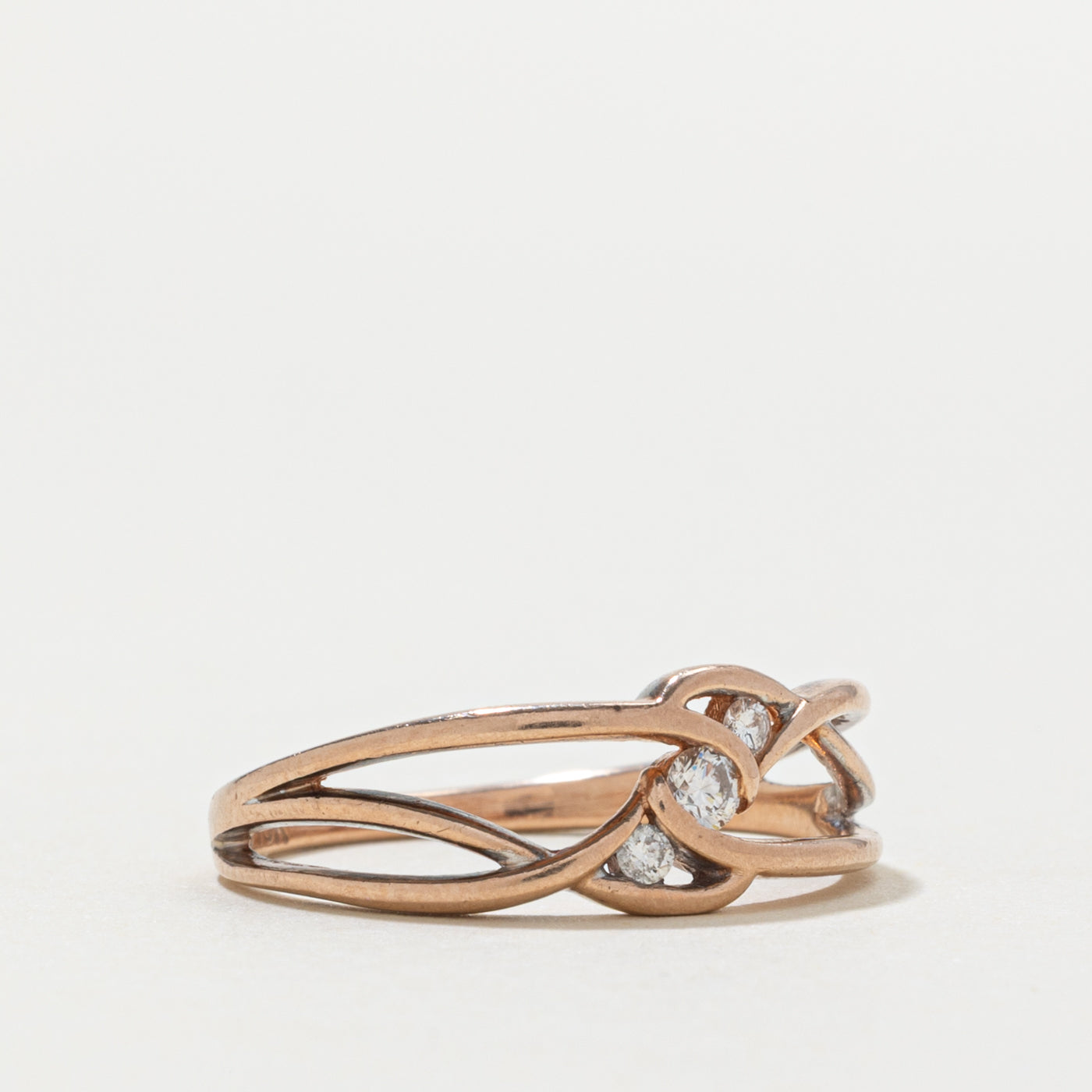 10k Rose Gold Diamond Openwork Ring | SZ 6.5