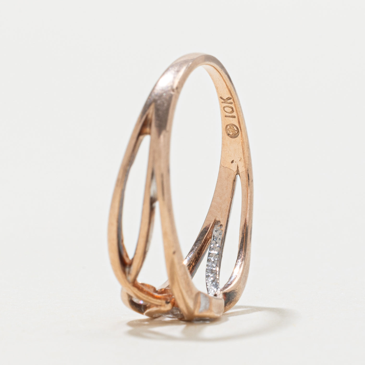 10k Rose Gold Diamond Openwork Ring | SZ 6.5