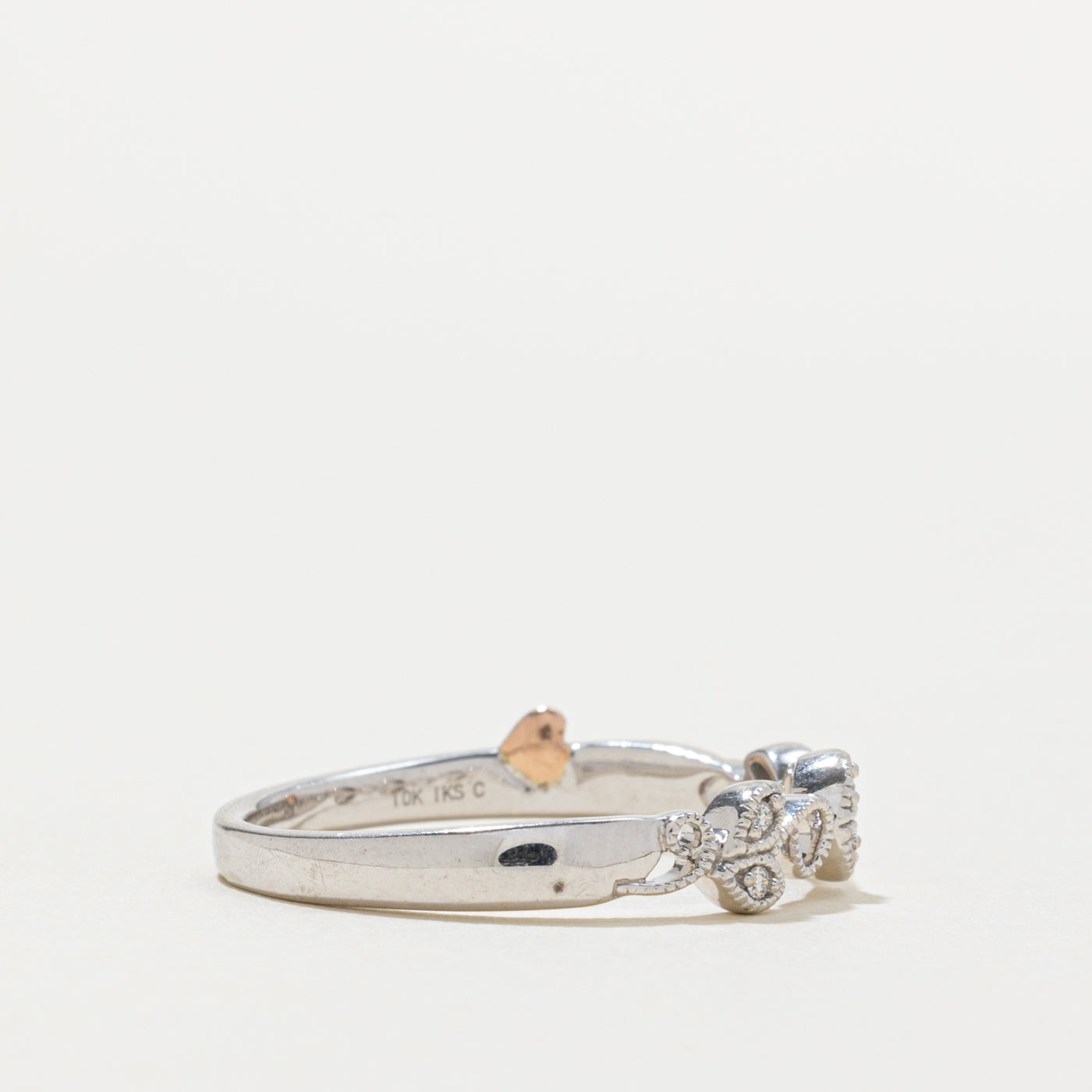 10k Diamond Leafy Milgrain Band | SZ 8.75