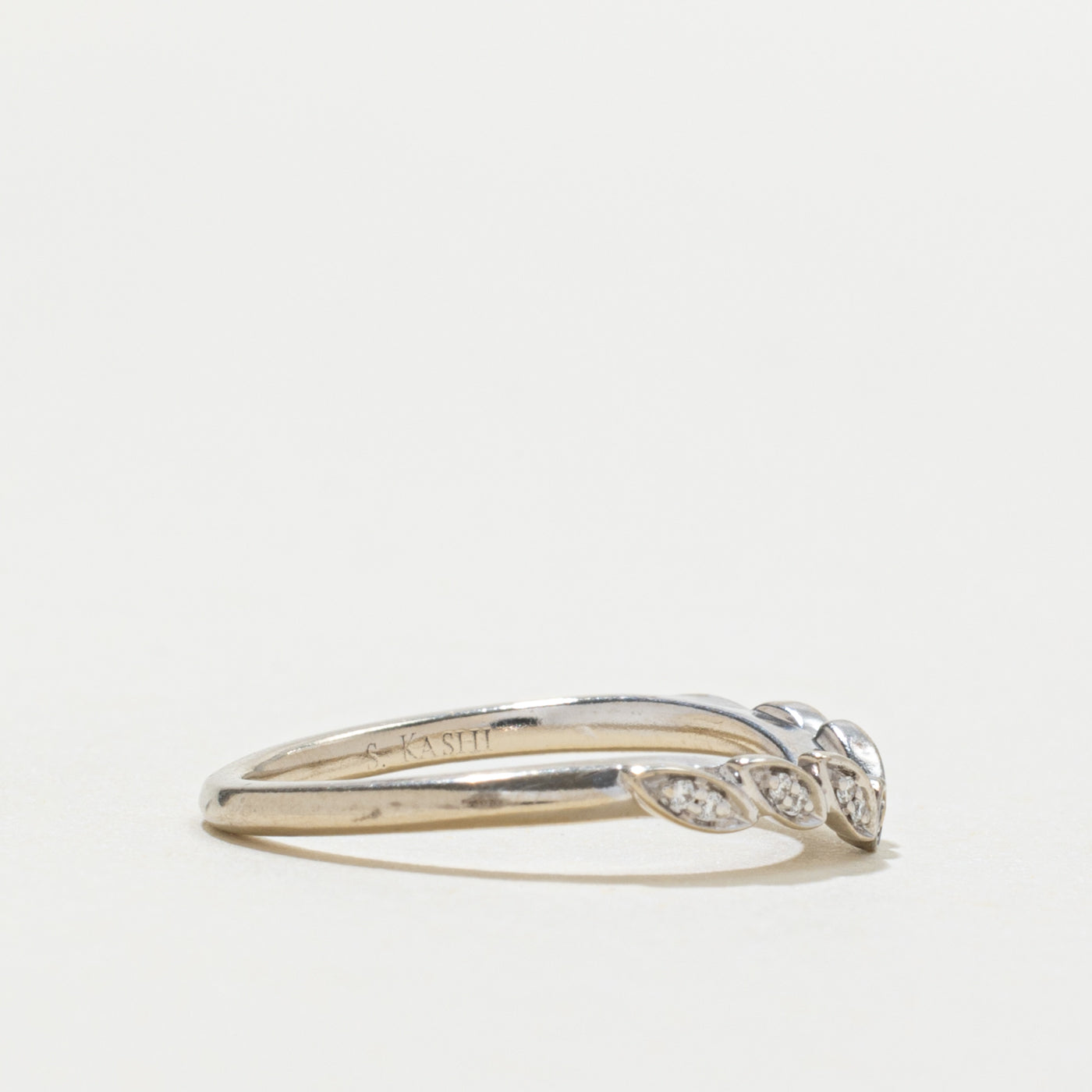 14k Diamond Leaf Design Contour Ring | SZ 4.25