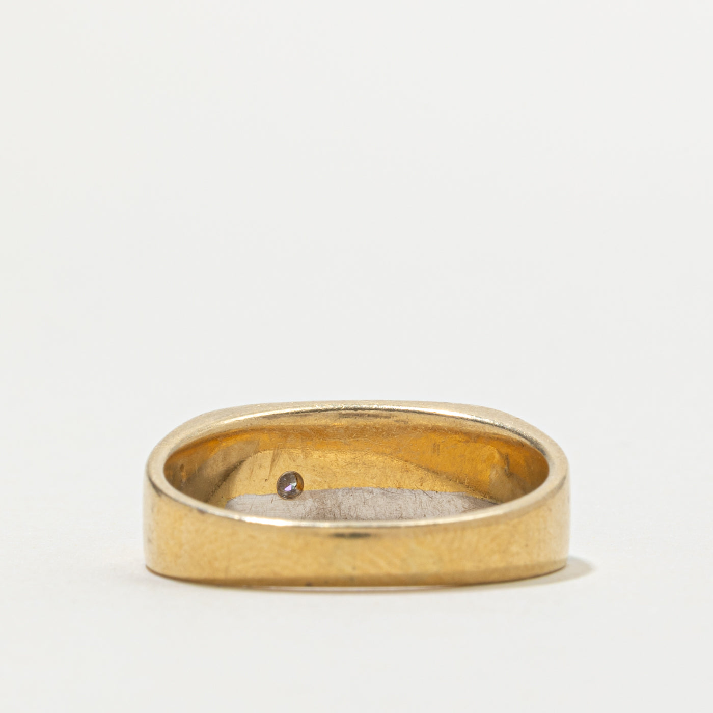 18k Two-Tone Gold Flush Set Diamond Band | SZ 10.5