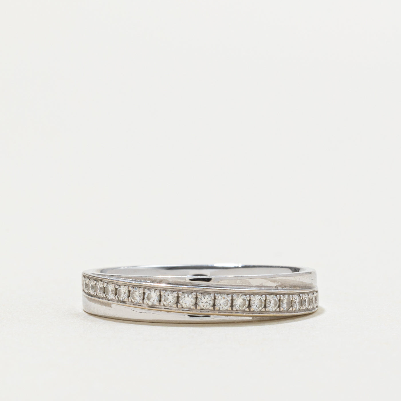 18k Semi Eternity Diagonal Set Diamond Band | SZ 4.75