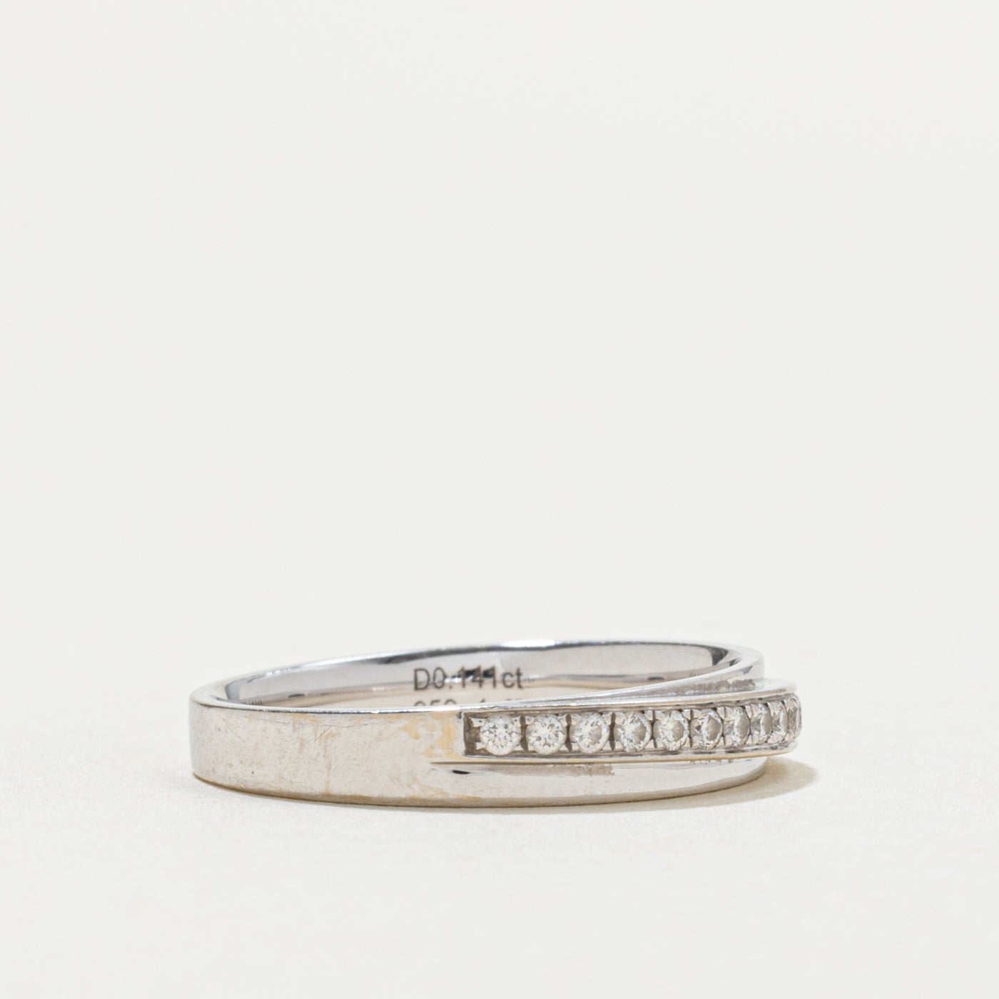 18k Semi Eternity Diagonal Set Diamond Band | SZ 4.75