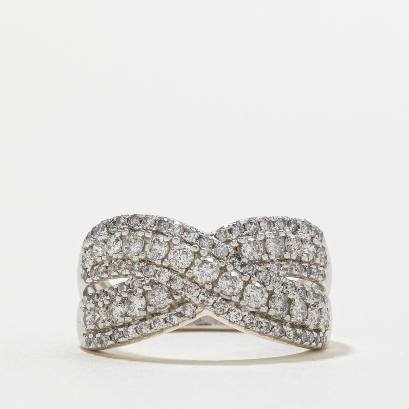 10k Diamond Multi Row Crossover Ring | 1.25ctw | SZ 7.25