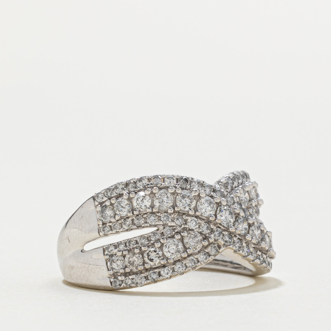 10k Diamond Multi Row Crossover Ring | 1.25ctw | SZ 7.25