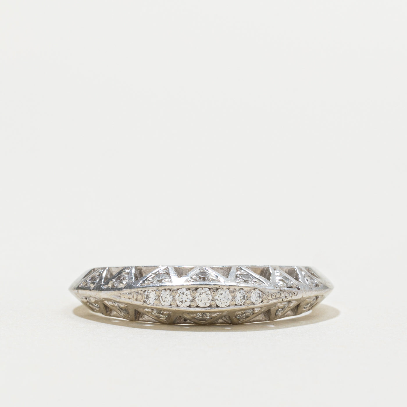 18k Graduating Diamond Thin Boat Ring | 0.50ctw | SZ 8