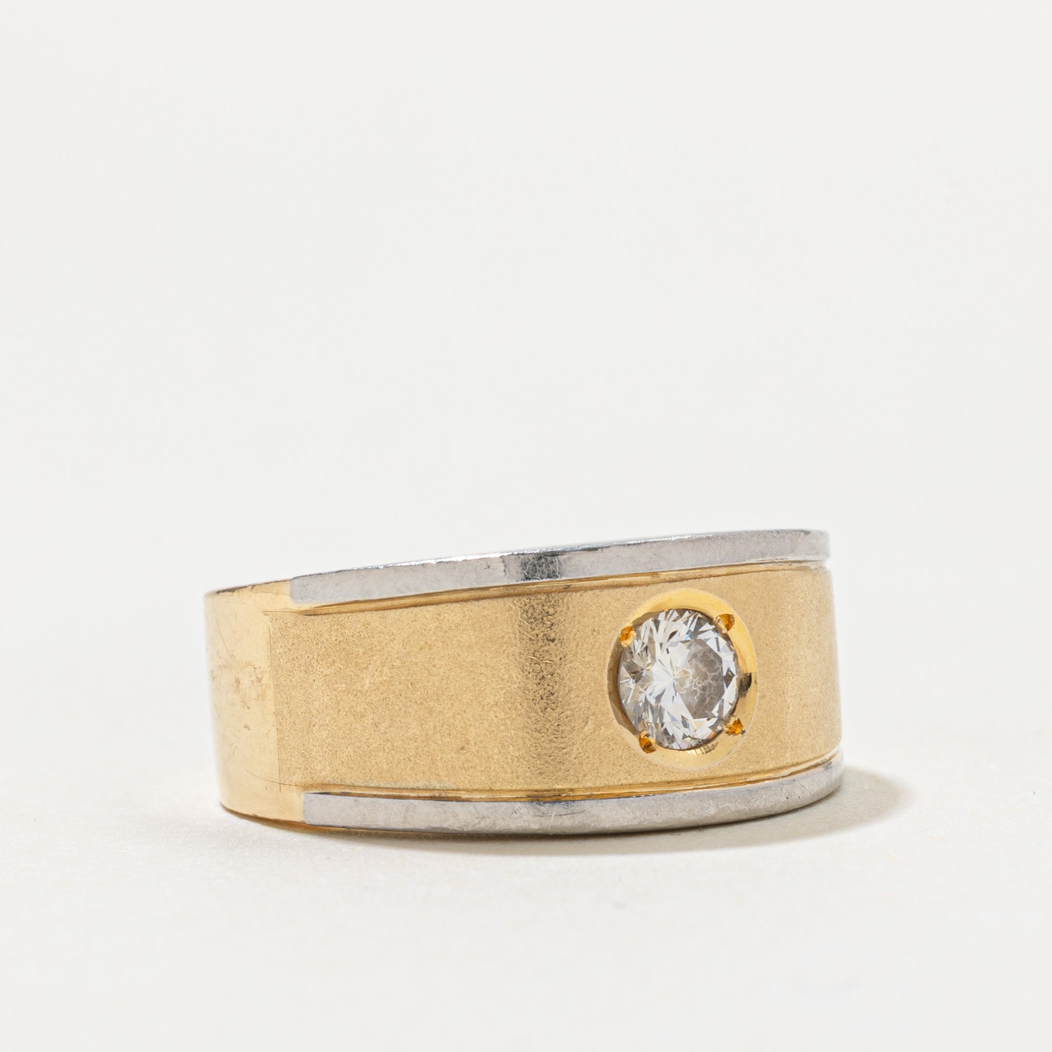 18k Two Tone Gold Diamond Textured Band | 0.35ct VS1/VS2 J | SZ 7