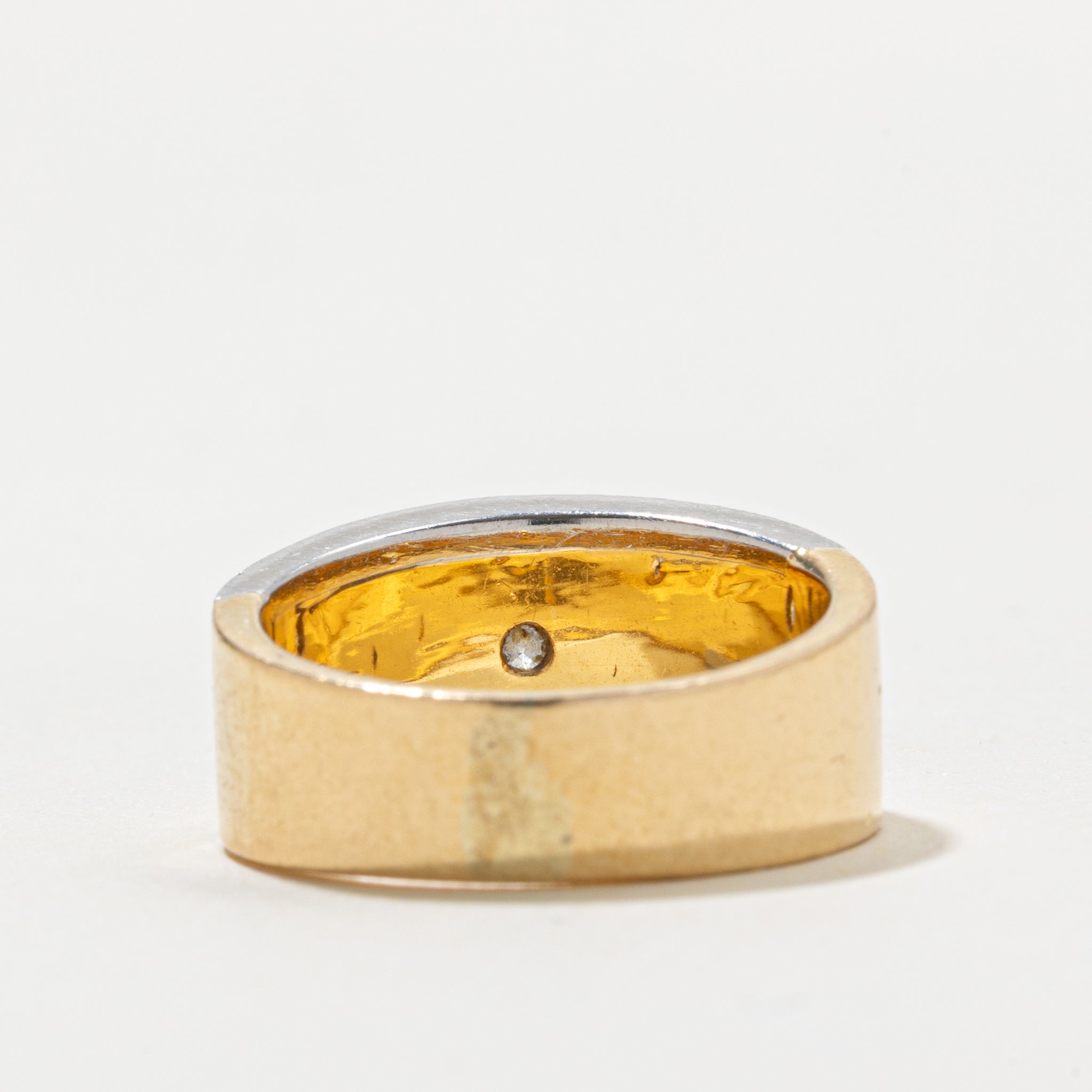 18k Two Tone Gold Diamond Textured Band | 0.35ct VS1/VS2 J | SZ 7