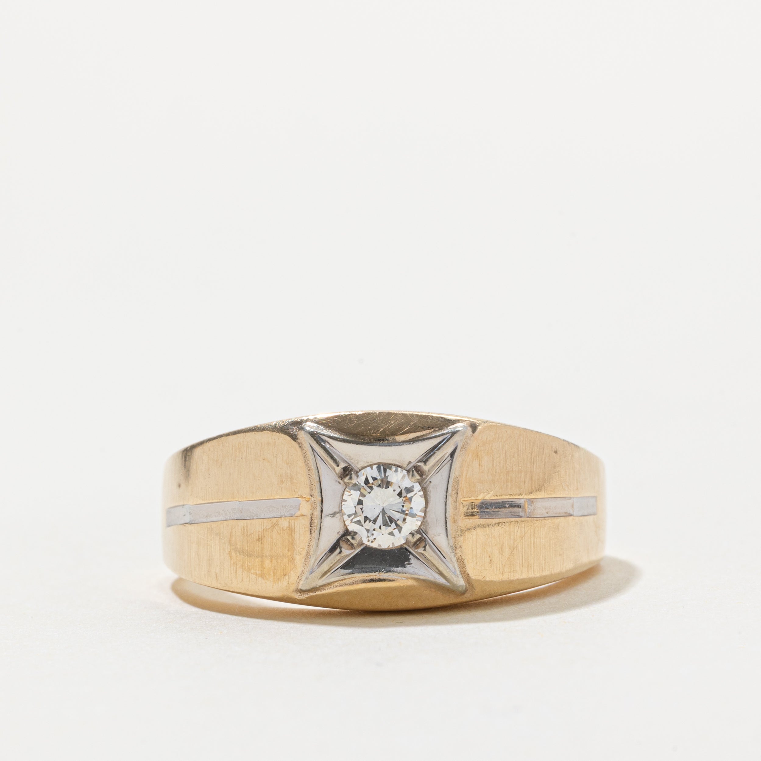 14k Diamond Textured Geometric Ring | 0.34ct SI1 I/J | SZ 12.25