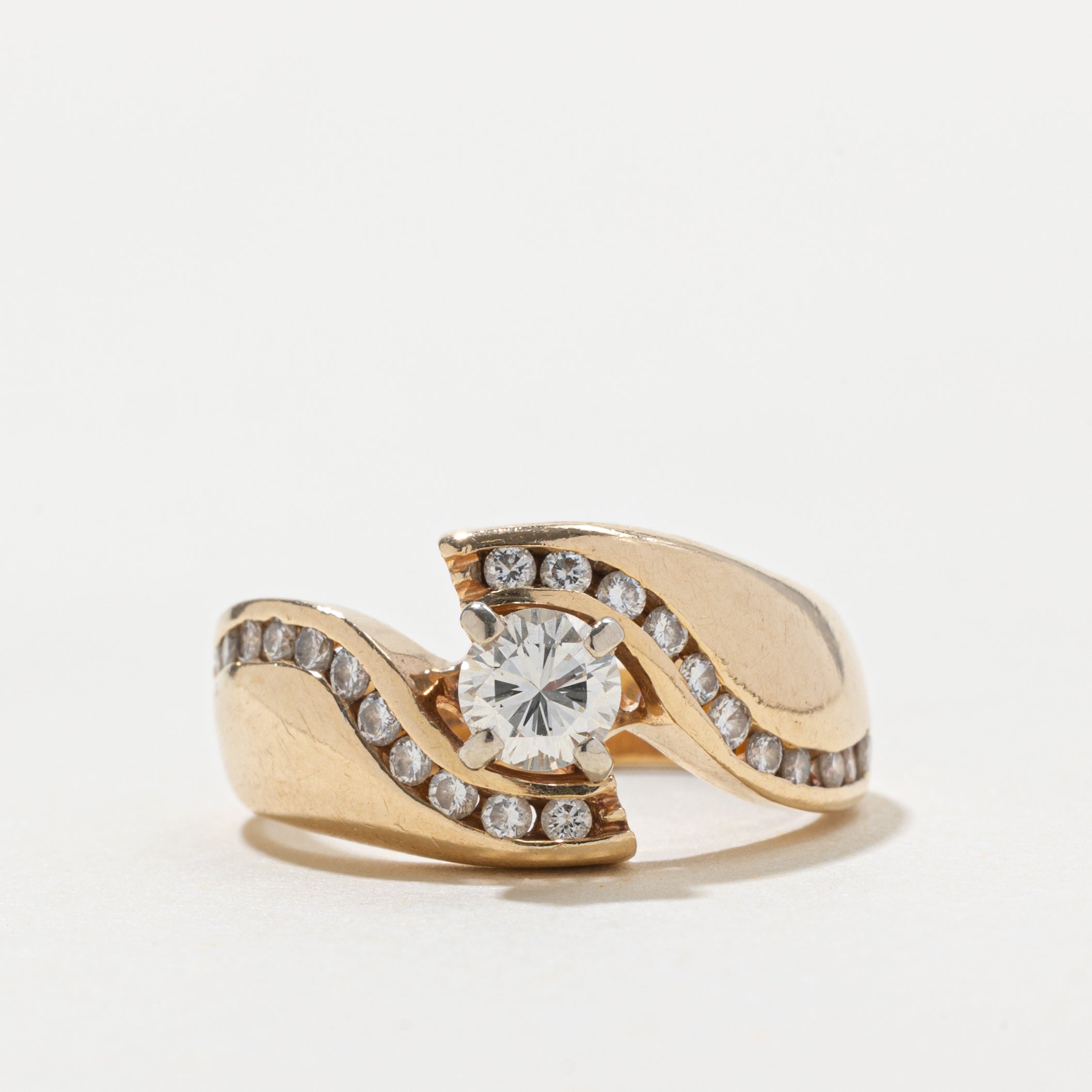 14k Diamond Wave Bypass Ring | 0.40ct SI1 G/H, 0.44ctw | SZ 6.25