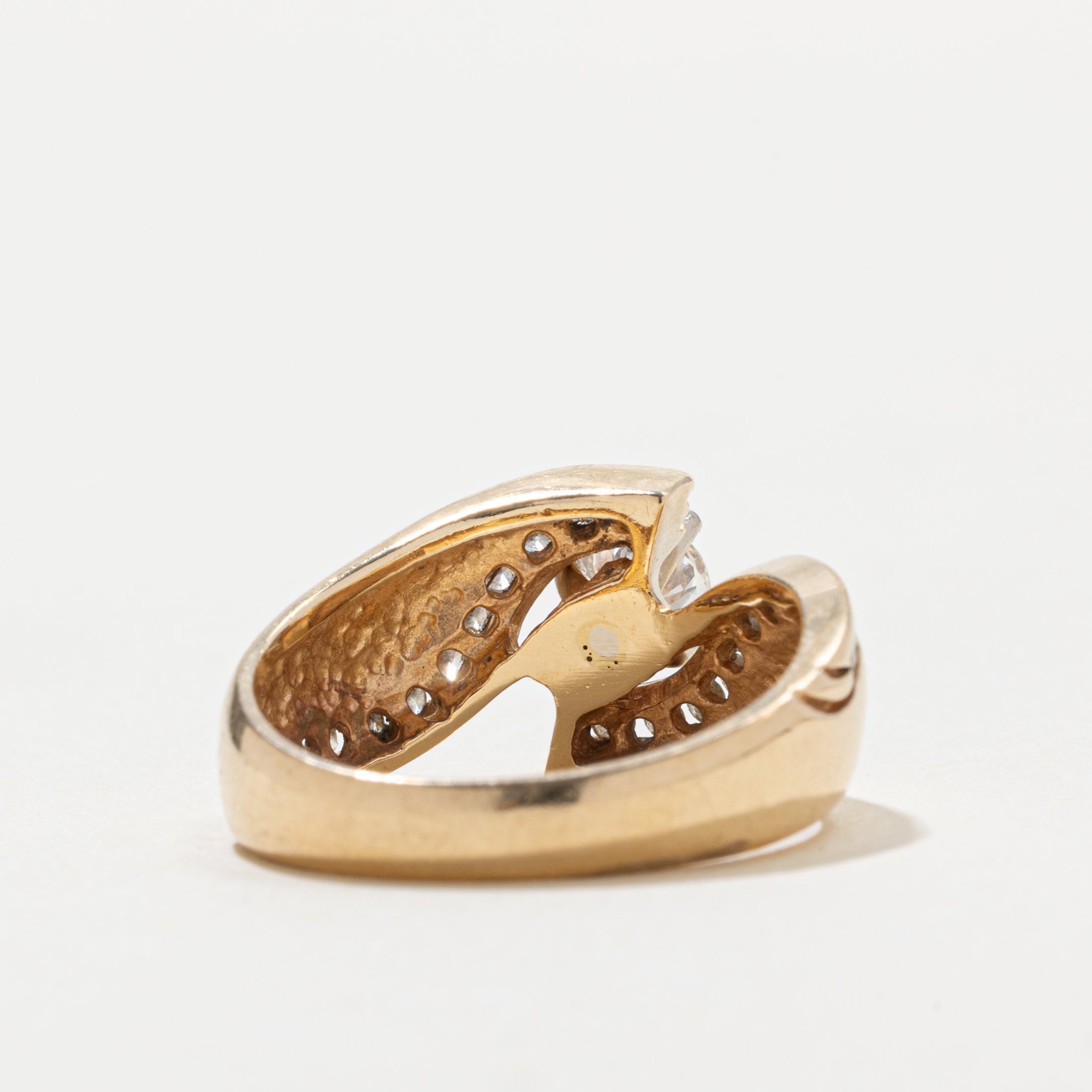 14k Diamond Wave Bypass Ring | 0.40ct SI1 G/H, 0.44ctw | SZ 6.25