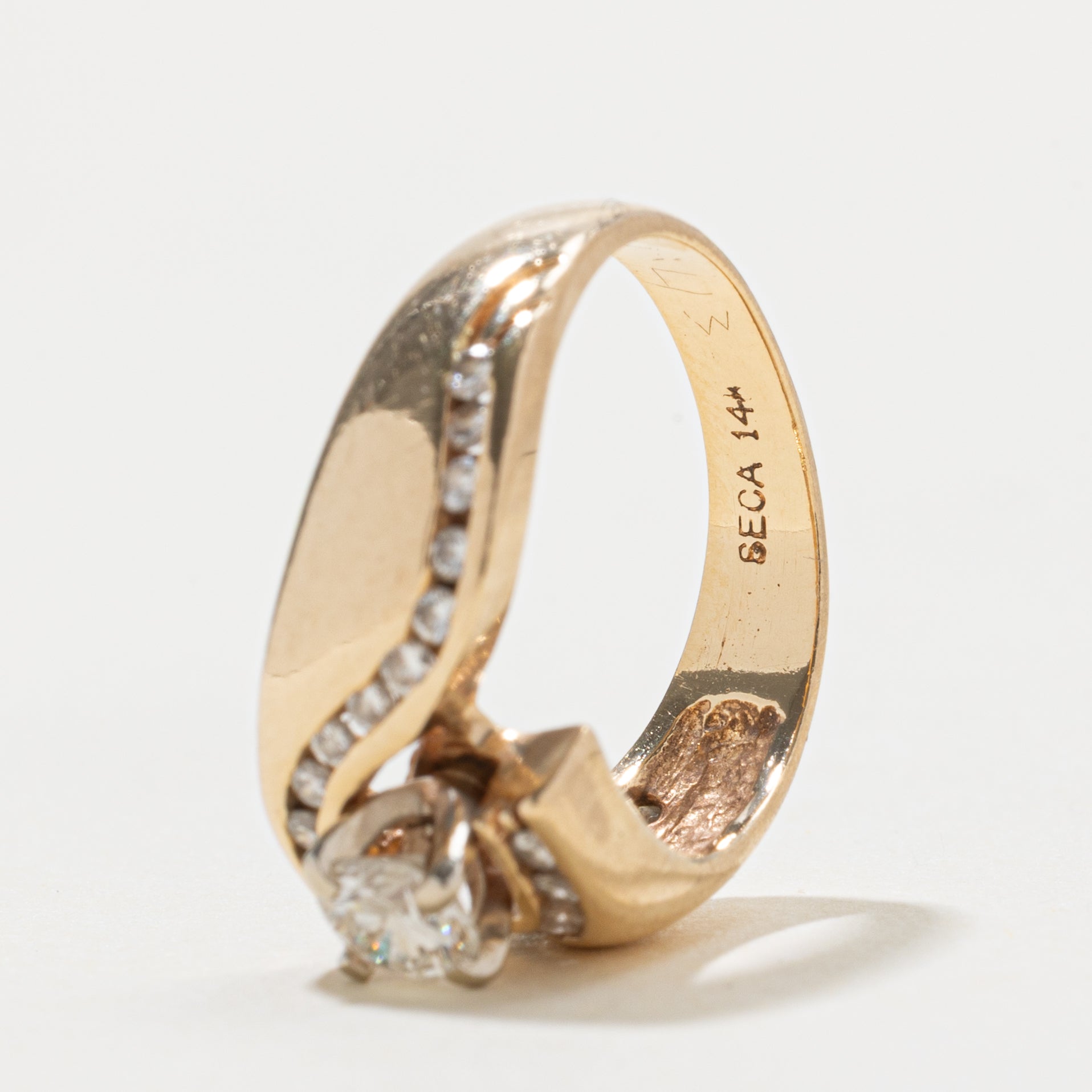 14k Diamond Wave Bypass Ring | 0.40ct SI1 G/H, 0.44ctw | SZ 6.25