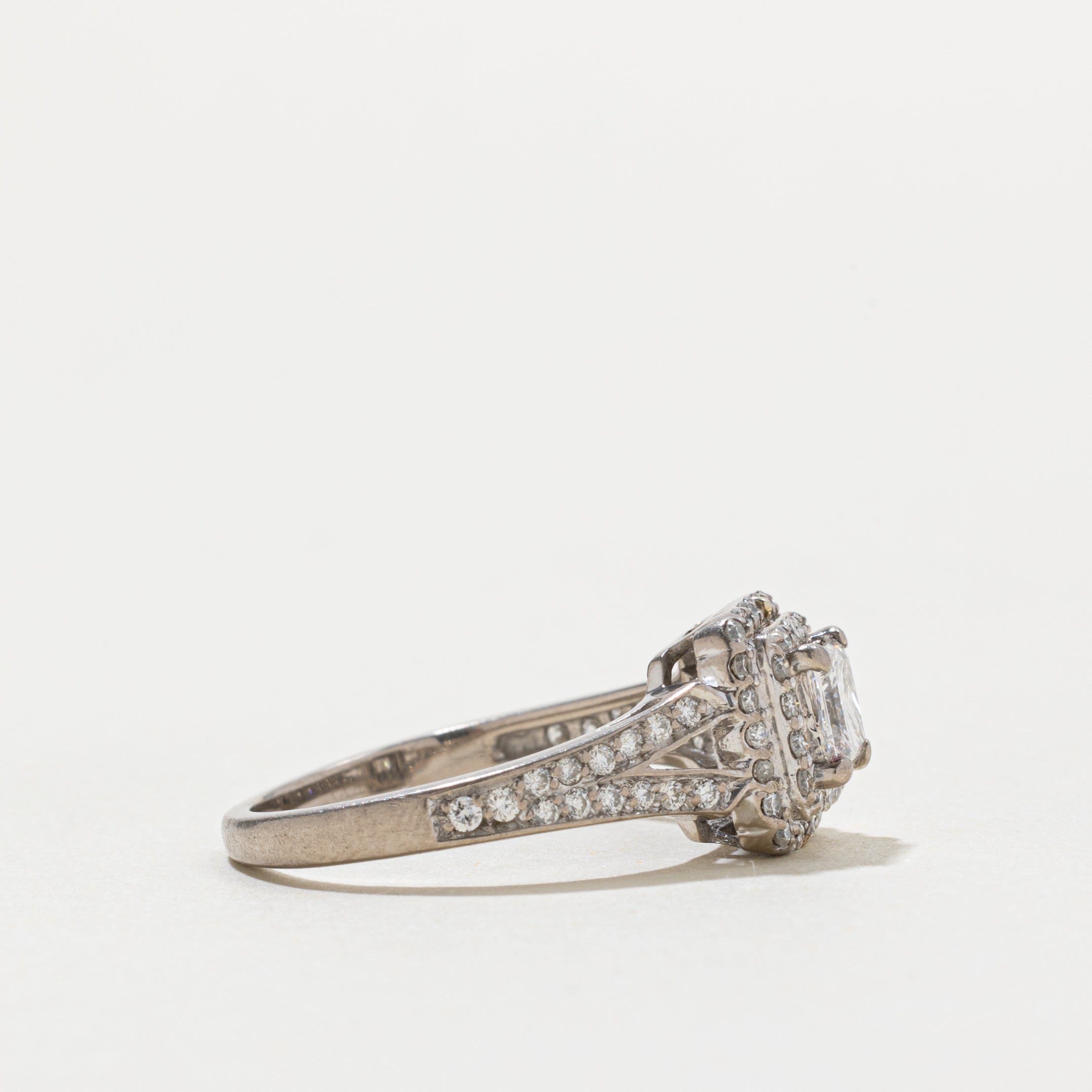 18k Princess Cut Diamond Double Halo Ring | 0.35ct SI1/SI2 F/G, 0.36ctw | SZ 5.25