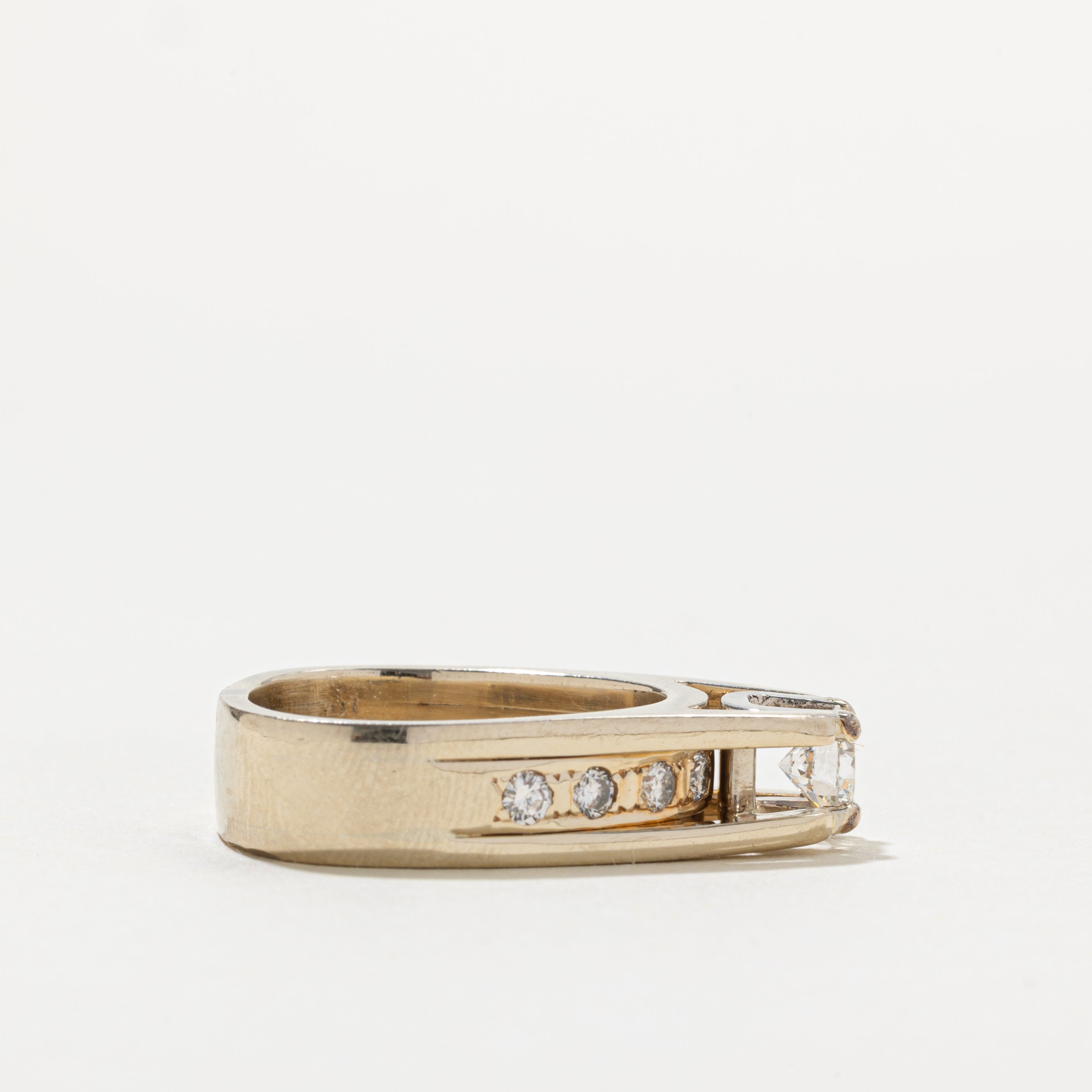18k High Set Diamond Euro Shank Ring | 0.60ct VS1 I, 0.40ctw | SZ 5.75