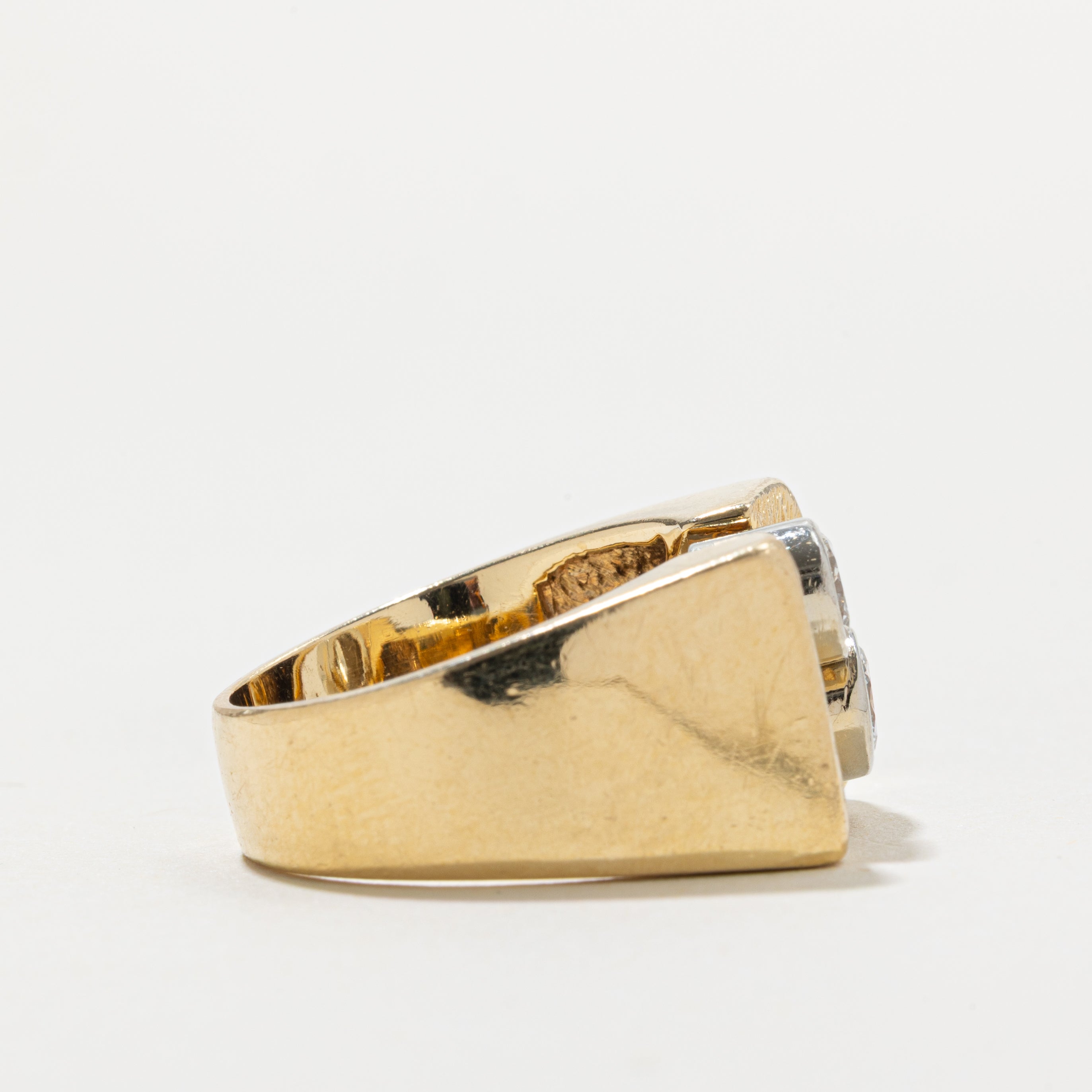18k Bezel Set Diamond Chunky Geometric Ring | 1.26ctw | SZ 9