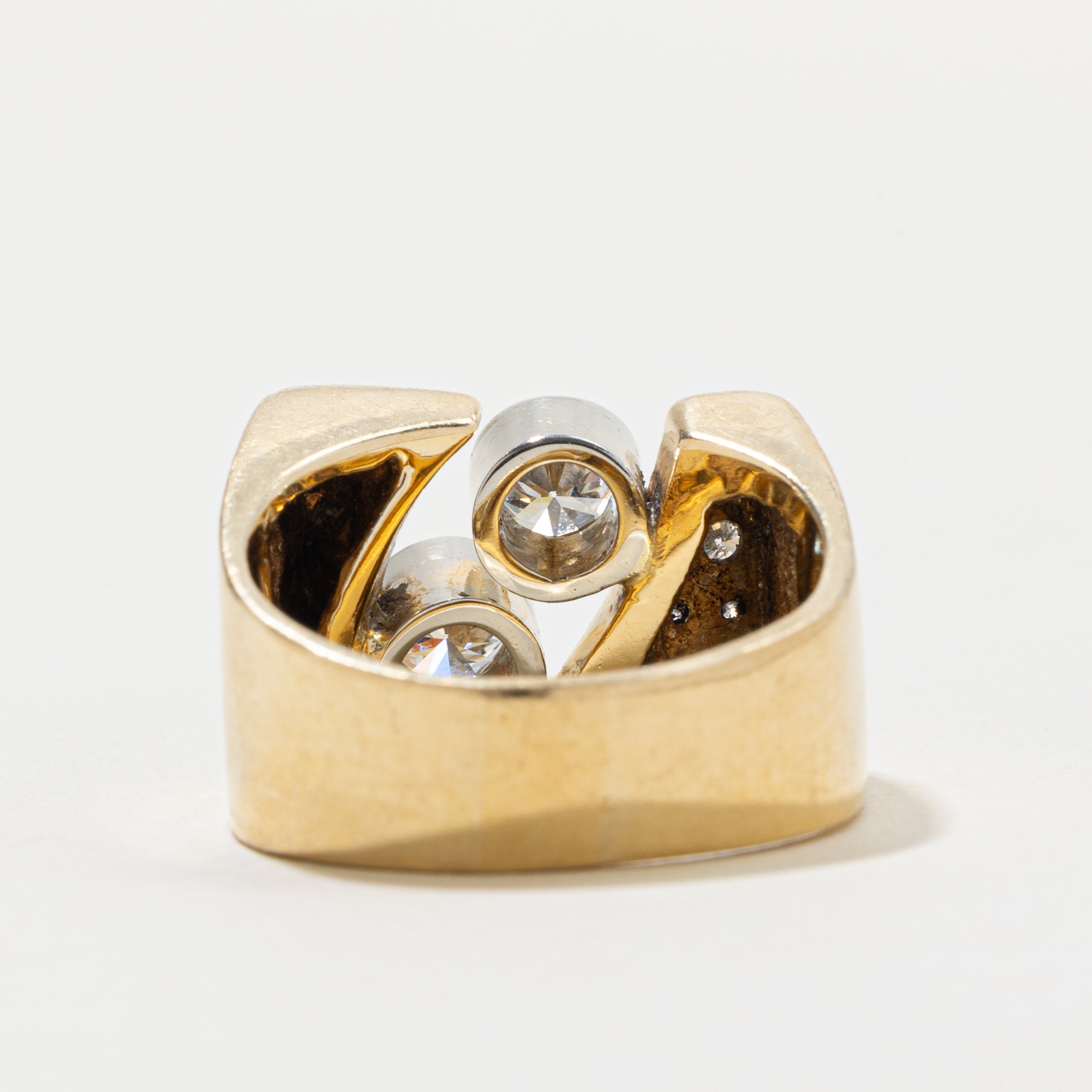 18k Bezel Set Diamond Chunky Geometric Ring | 1.26ctw | SZ 9