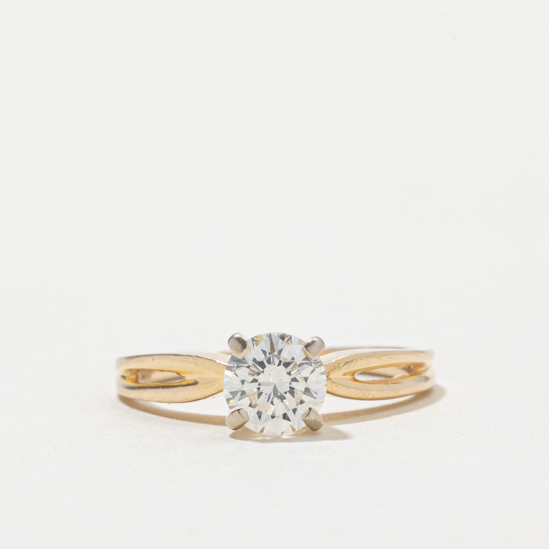 14k Solitaire Diamond Open Shank Ring | 0.55ct VS1 I | SZ 3.75