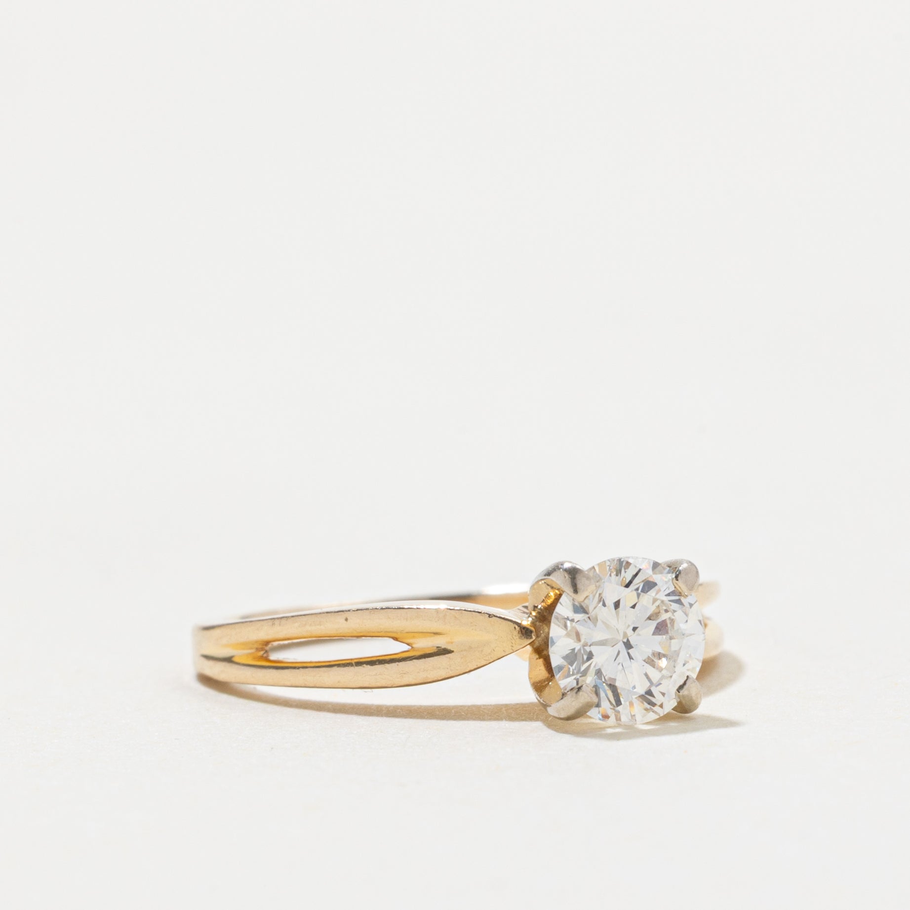 14k Solitaire Diamond Open Shank Ring | 0.55ct VS1 I | SZ 3.75