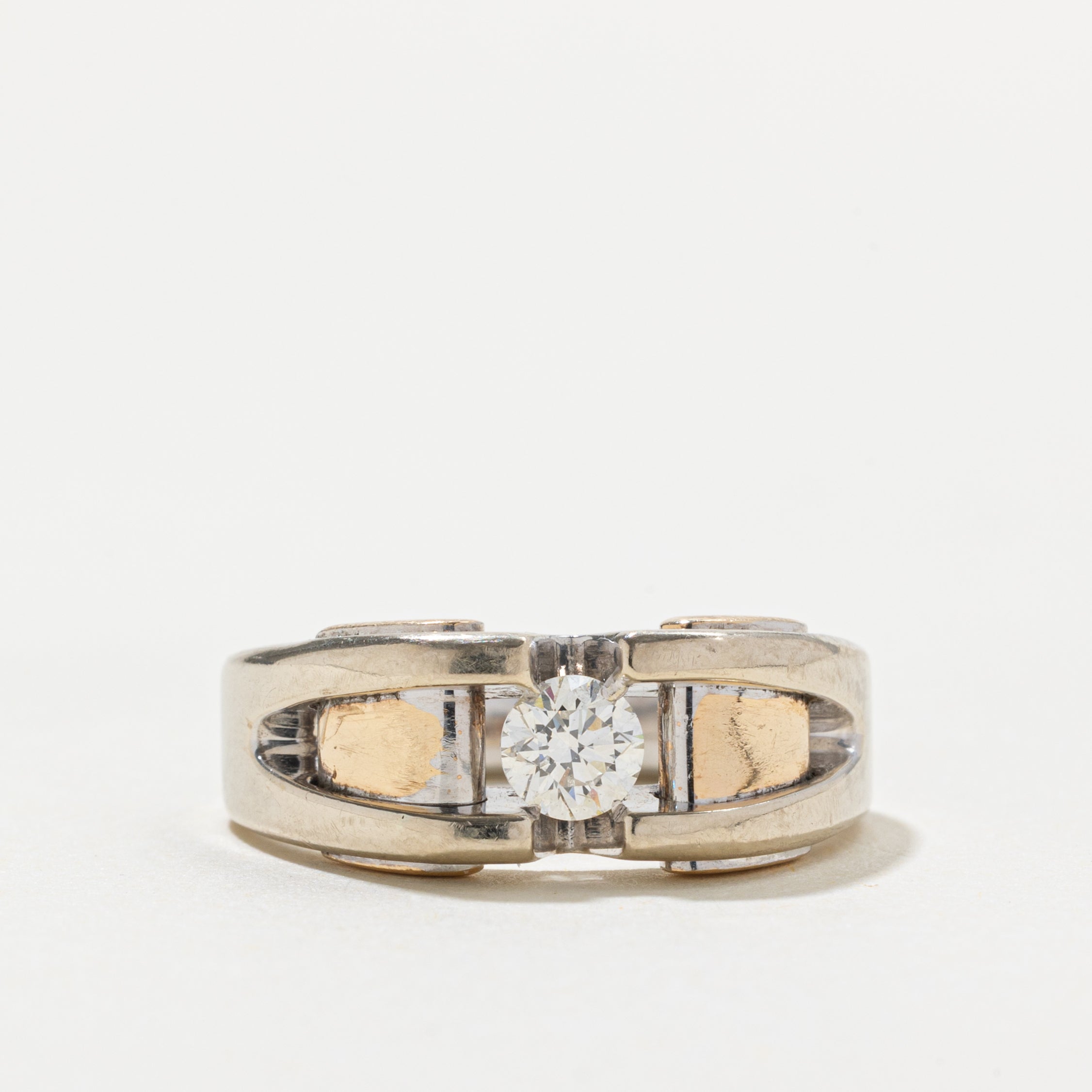 10k Deep Set Diamond Chunky Ring | 0.36ct SI1 G/H | SZ 8