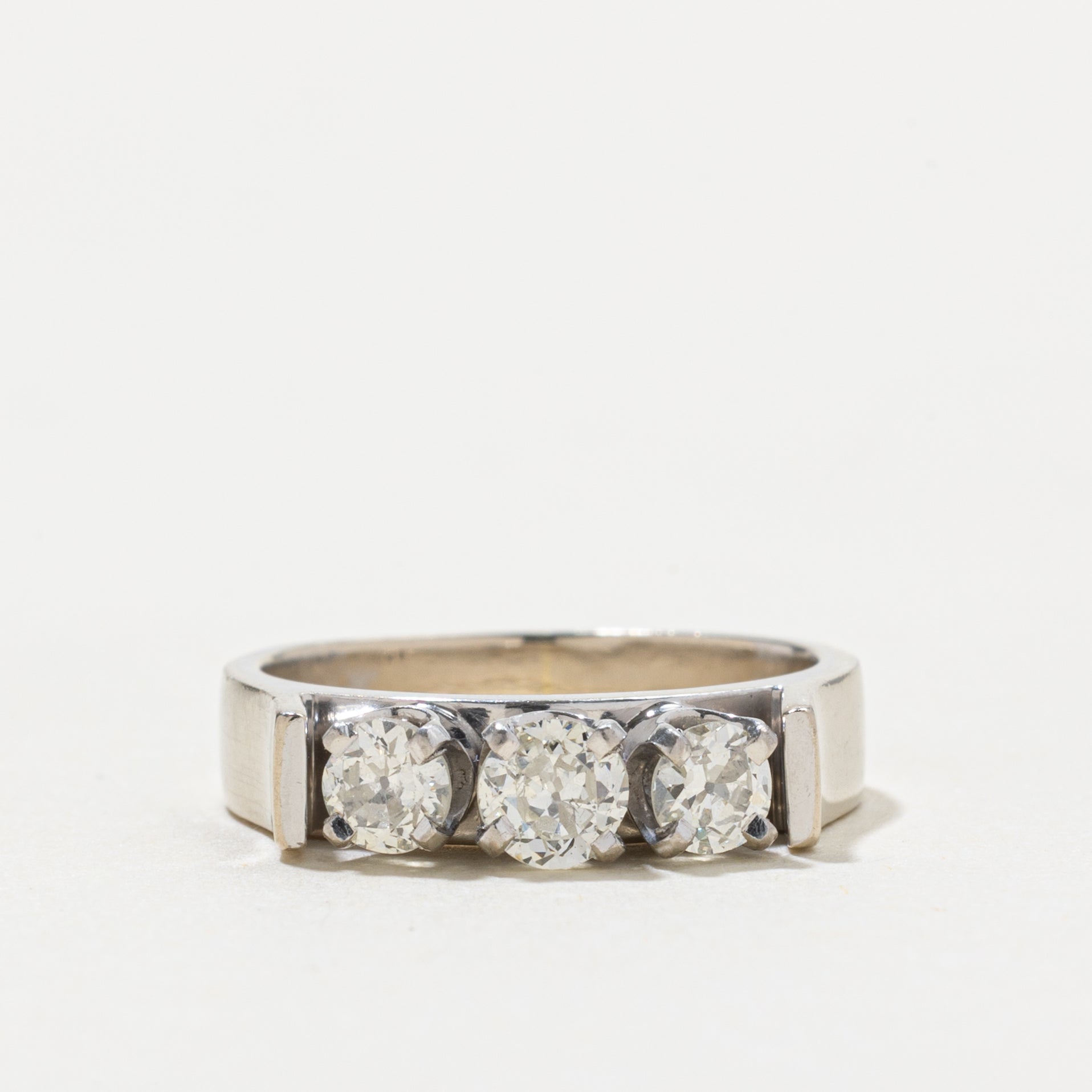 14k Three Stone Old European Diamond Ring | 0.28ct 0.39ctw | SZ 5.75