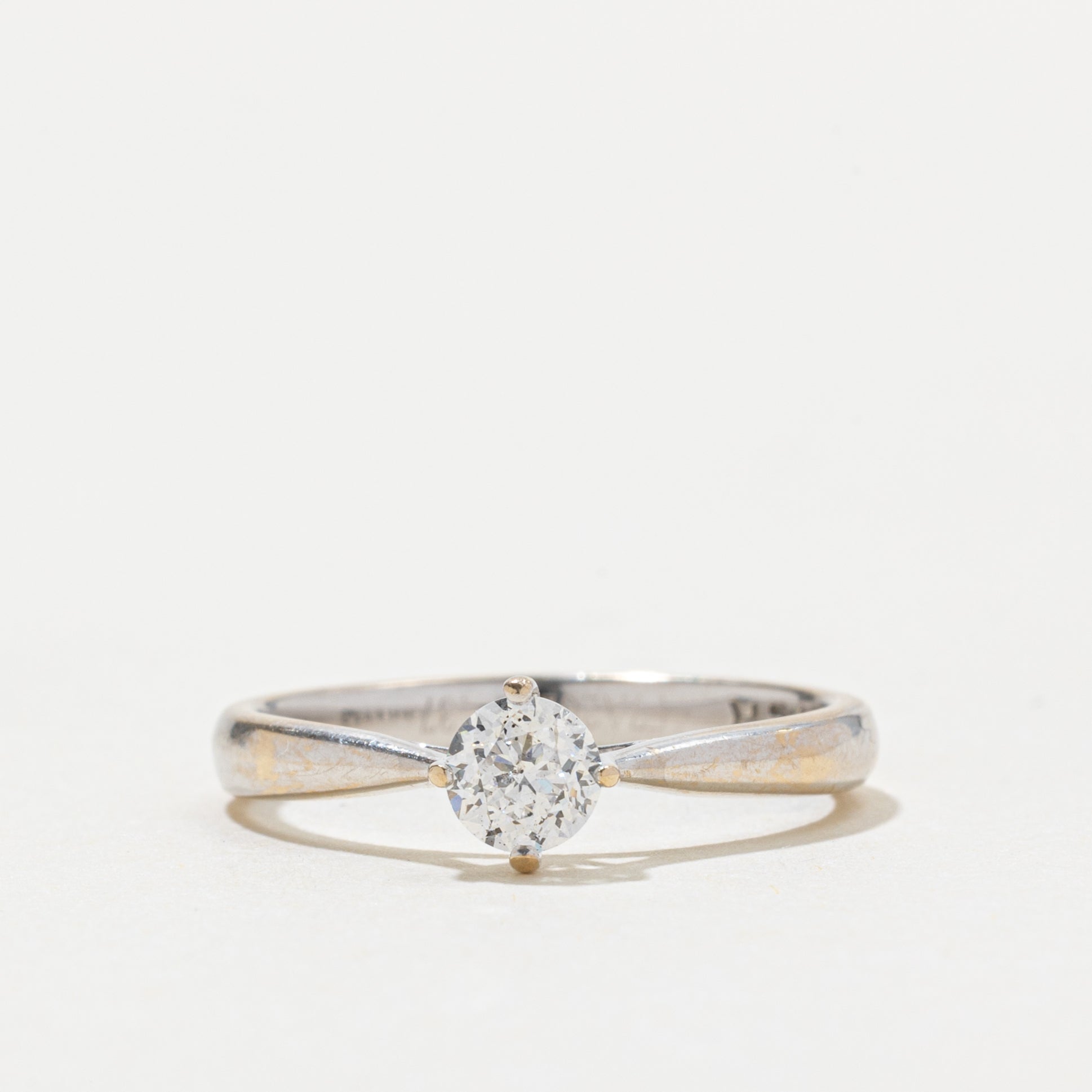 Birmingham 18k Solitaire Diamond Reverse Tapered Ring | 0.37ct I1 E | SZ 6.25
