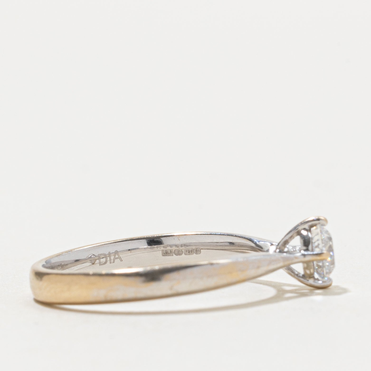 Birmingham 18k Solitaire Diamond Reverse Tapered Ring | 0.37ct I1 E | SZ 6.25