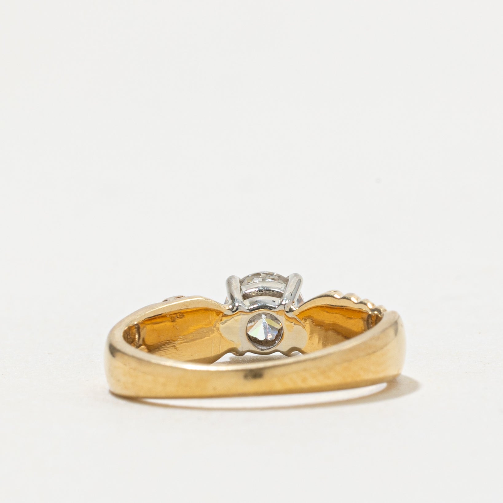 18k Solitaire Diamond Grooved Ring | 0.42ct VS2/SI1 I/J | SZ 3
