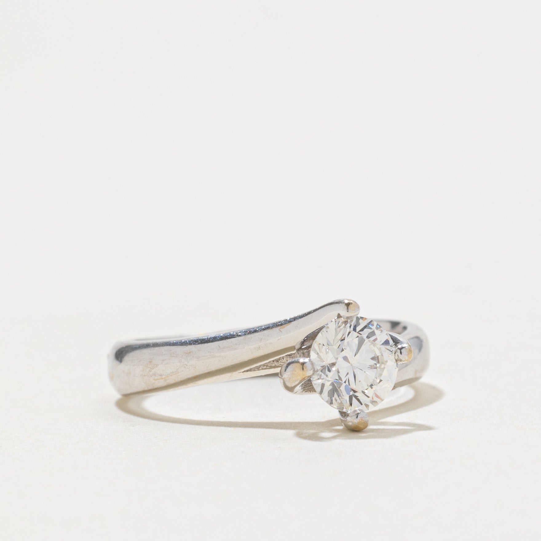 14k Solitaire Diamond Bypass Ring | 0.46ct VS1 G/H | SZ 4.25
