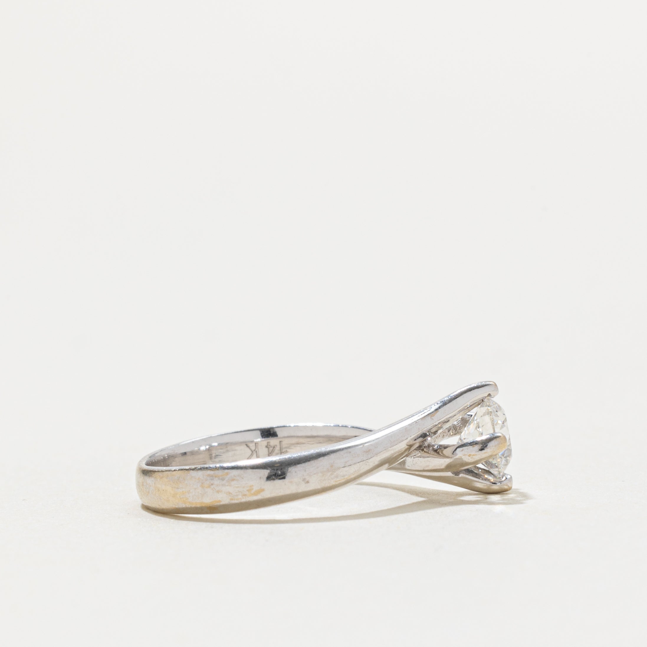 14k Solitaire Diamond Bypass Ring | 0.46ct VS1 G/H | SZ 4.25