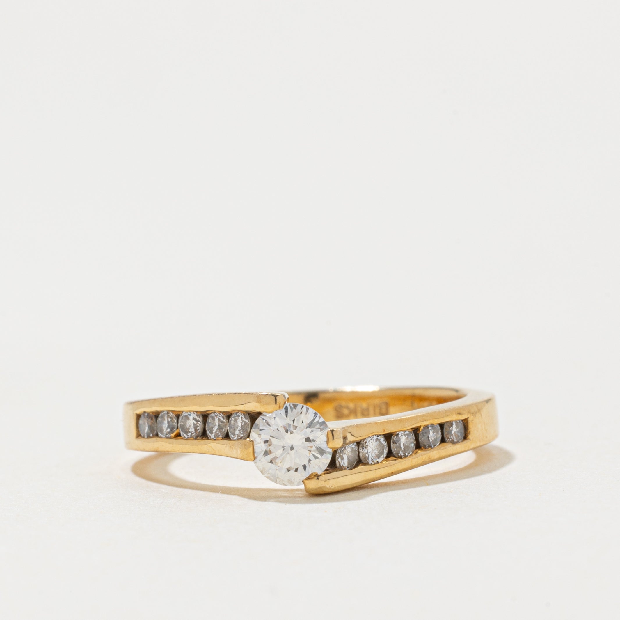 ‘Birks’ 18k Diamond Channel Set Accented Ring | 0.35ct SI1 G, 0.25ctw | SZ 7.25
