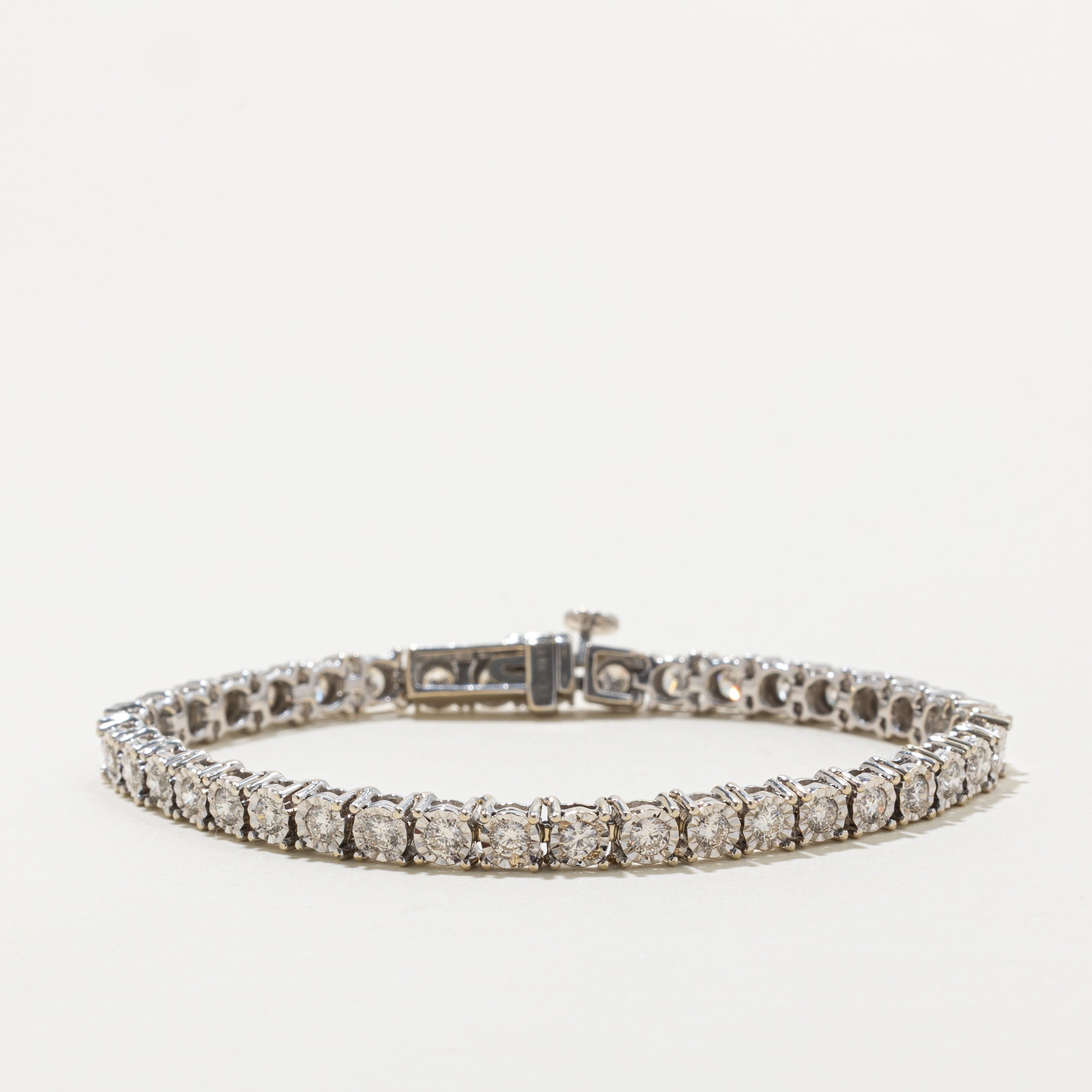 14k White Gold Illusion Set Diamond Tennis Bracelet | 2.65ctw | 6.25"