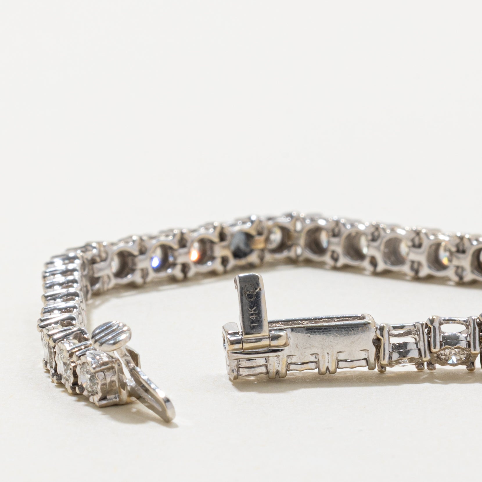 14k White Gold Illusion Set Diamond Tennis Bracelet | 2.65ctw | 6.25"