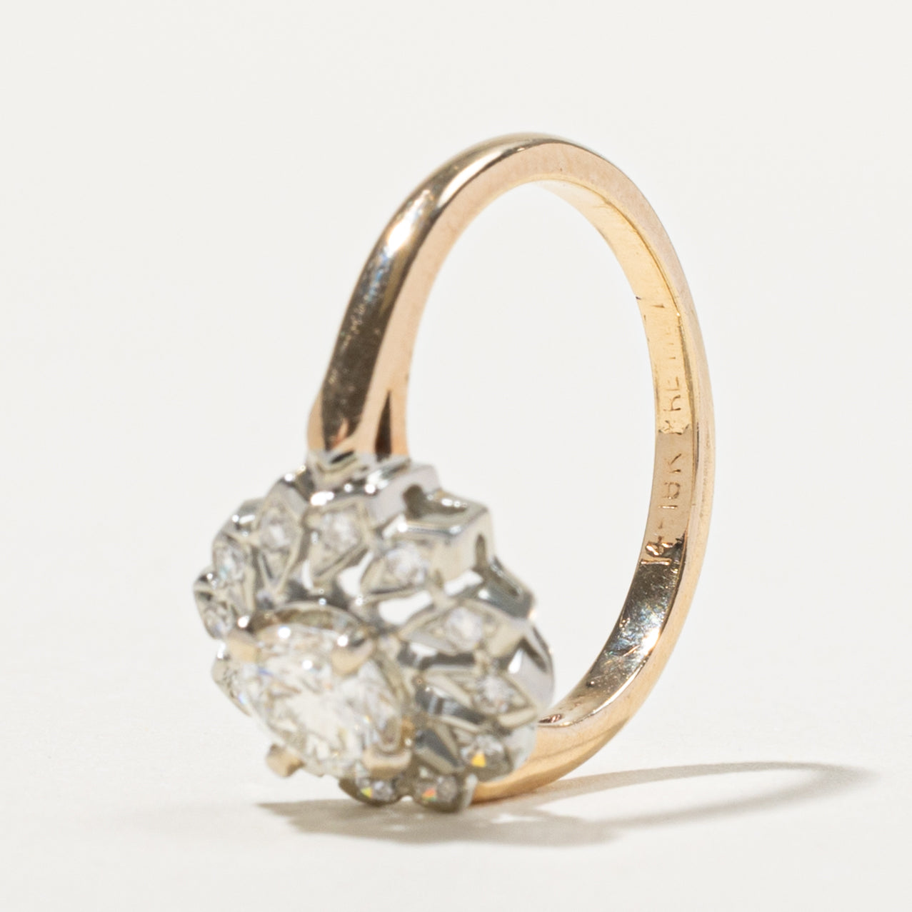 14k Diamond Floral Halo Ring | 0.53ct VS1/VS2 I/J, 0.18ctw | SZ 5