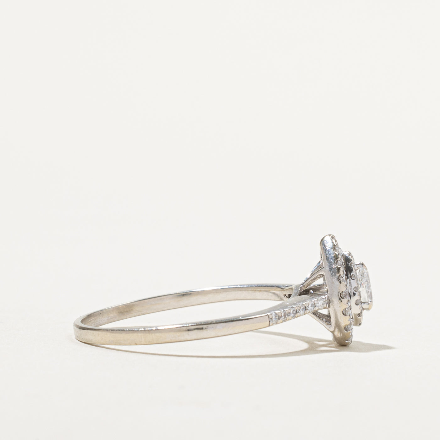 14k Pear Cut Diamond Halo Ring | 0.19ct I1 I/J, 0.25ctw | SZ 10.75