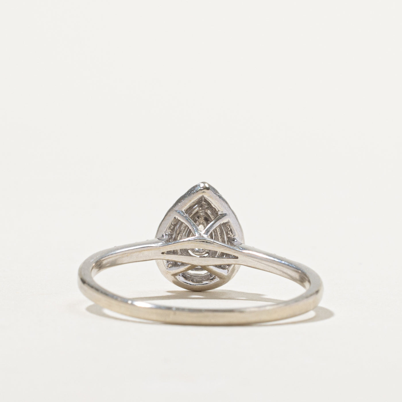 14k Pear Cut Diamond Halo Ring | 0.19ct I1 I/J, 0.25ctw | SZ 10.75