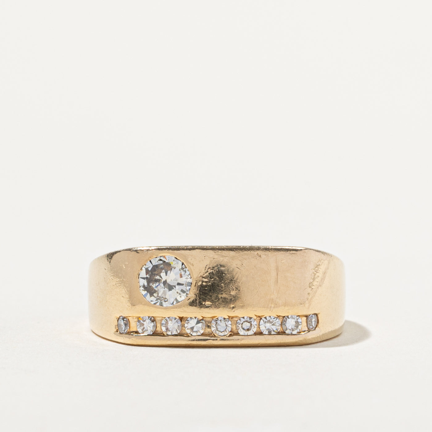 14k Flush Set Diamond Accented Ring | 0.55ctw | SZ 10