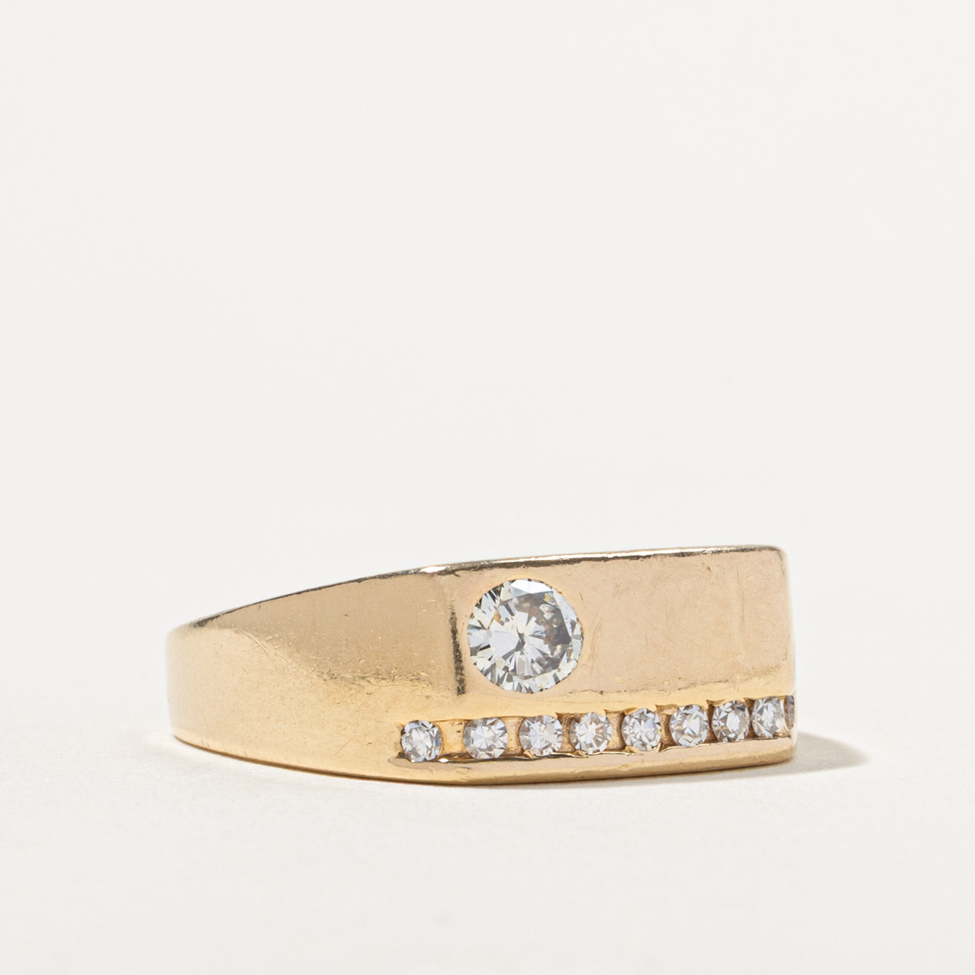 14k Flush Set Diamond Accented Ring | 0.55ctw | SZ 10