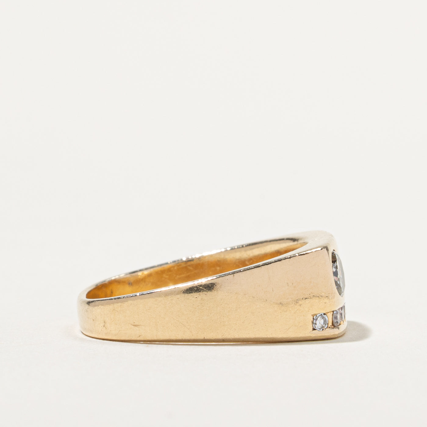 14k Flush Set Diamond Accented Ring | 0.55ctw | SZ 10