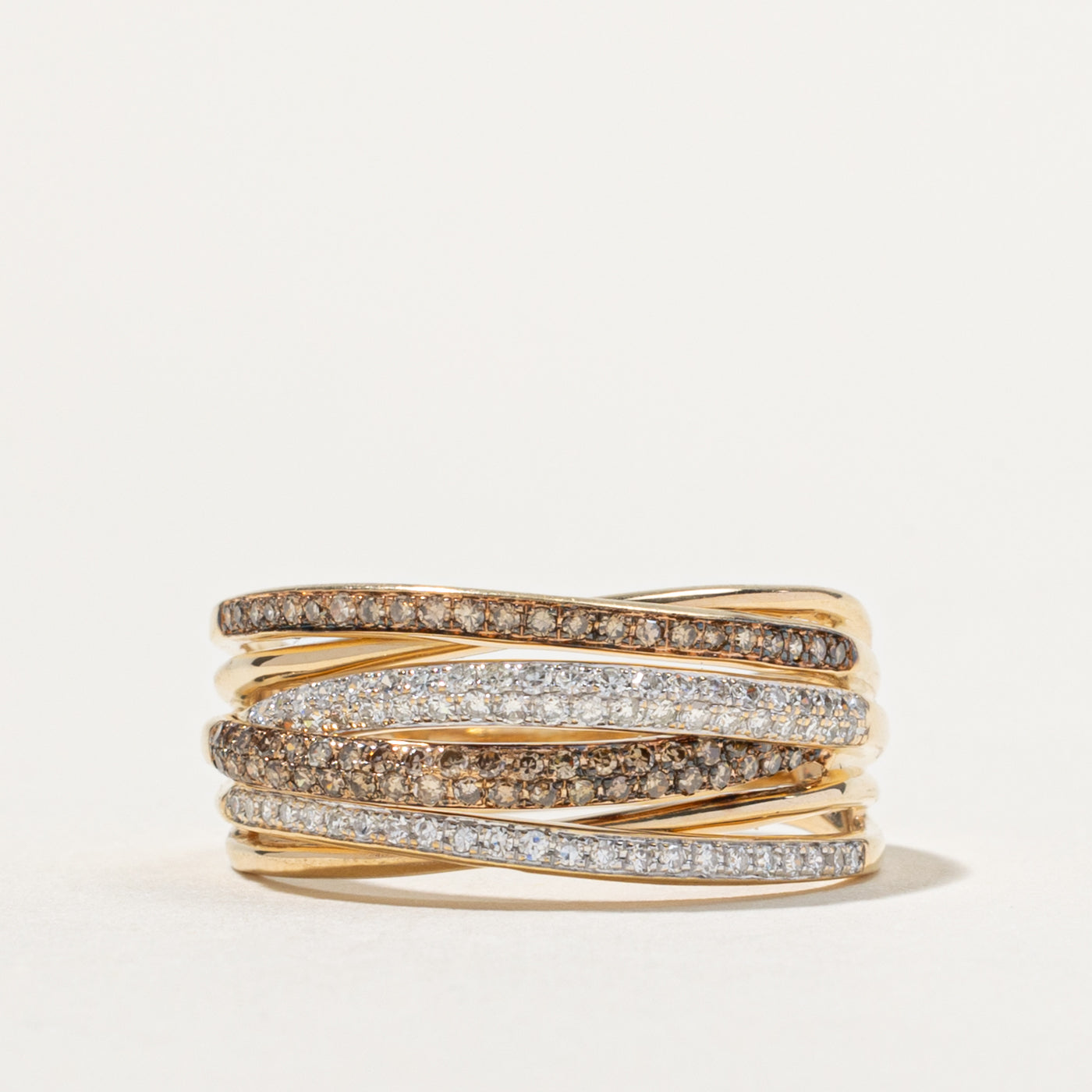‘Effy’ 14k Diamond Multi Row Crossover Ring | 0.62ctw | SZ 9
