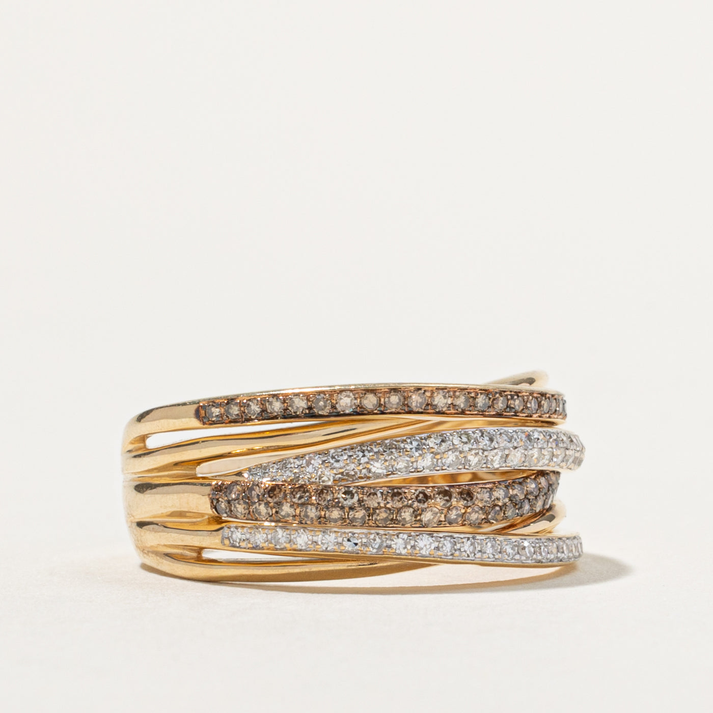 ‘Effy’ 14k Diamond Multi Row Crossover Ring | 0.62ctw | SZ 9