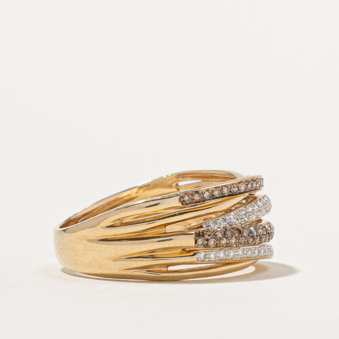 ‘Effy’ 14k Diamond Multi Row Crossover Ring | 0.62ctw | SZ 9