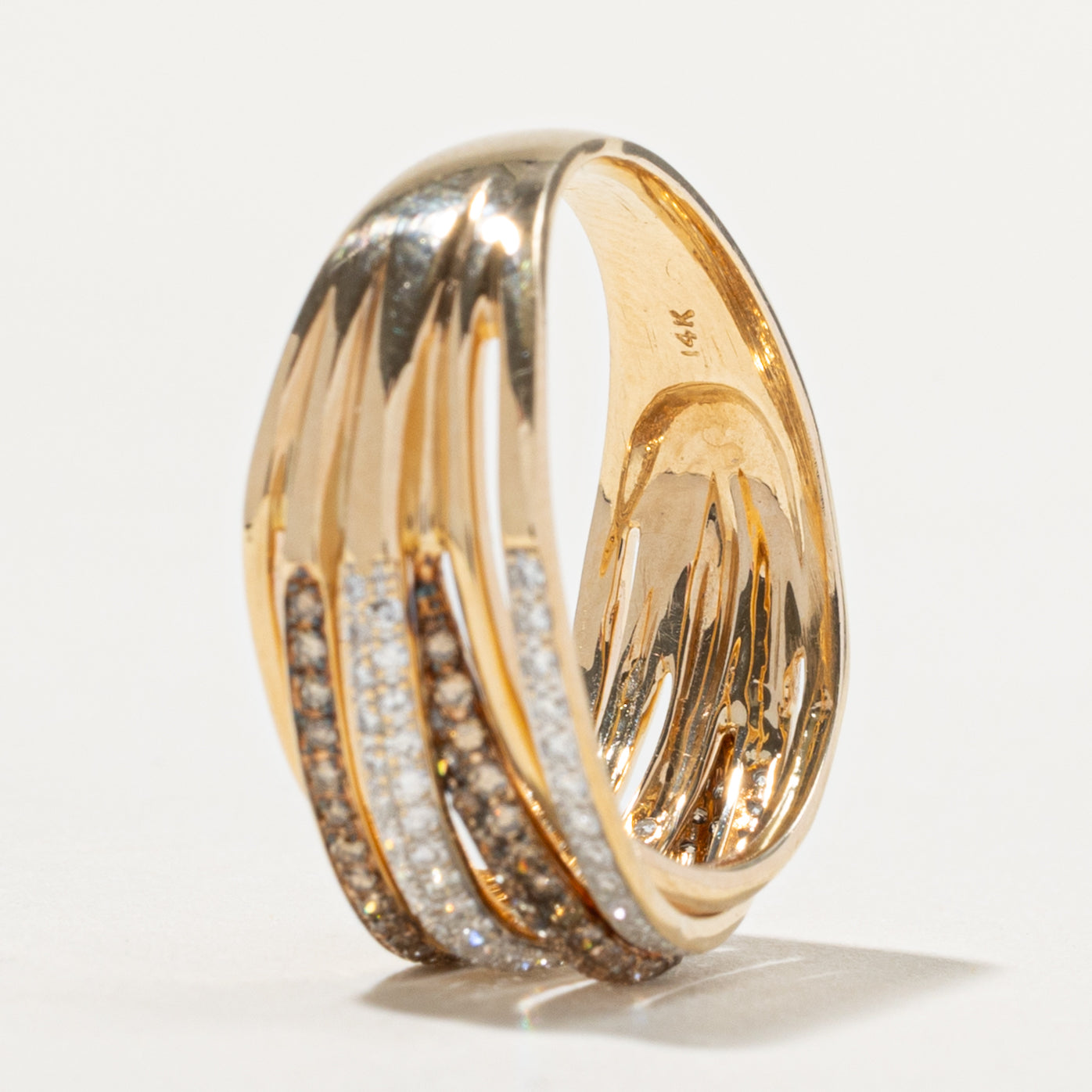 ‘Effy’ 14k Diamond Multi Row Crossover Ring | 0.62ctw | SZ 9