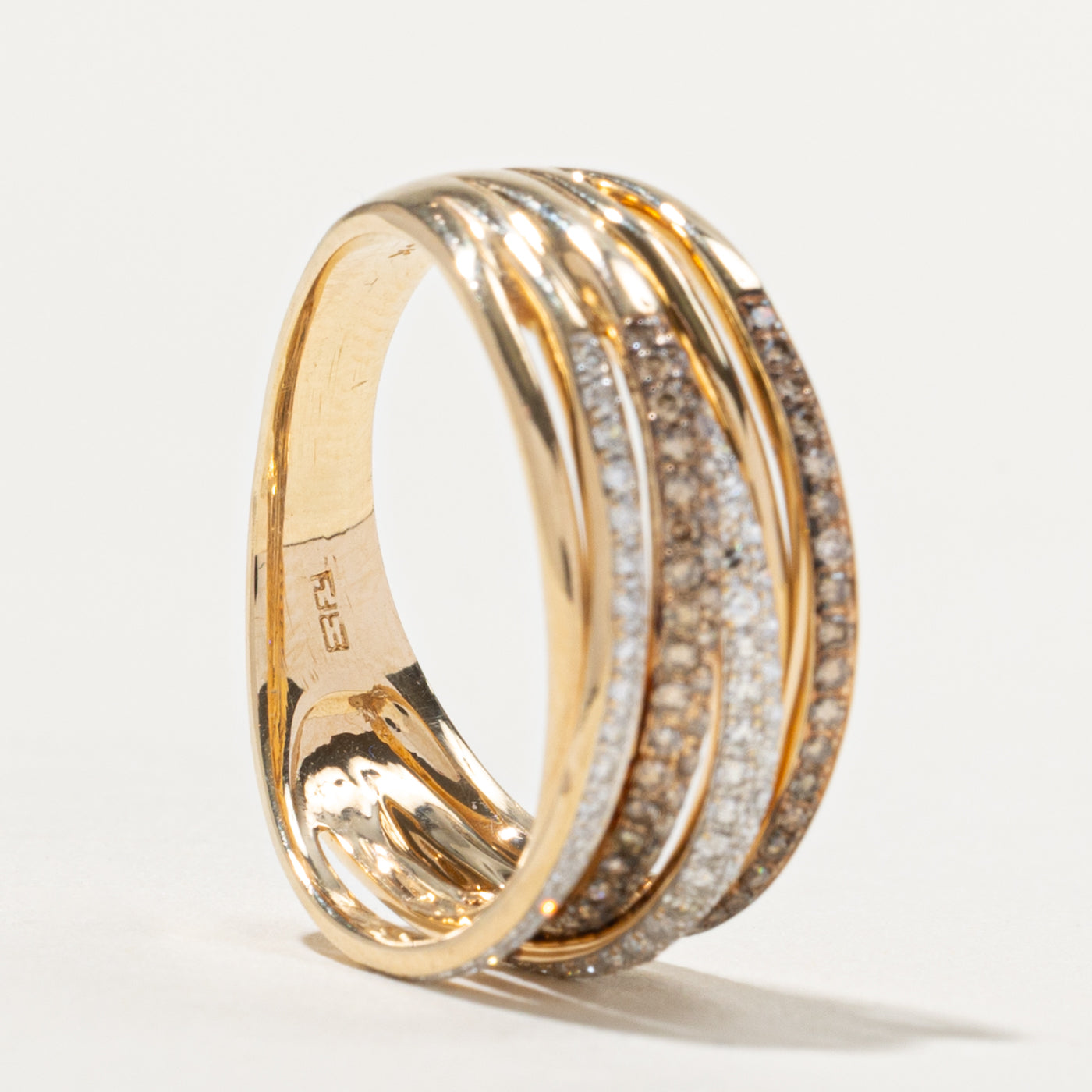 ‘Effy’ 14k Diamond Multi Row Crossover Ring | 0.62ctw | SZ 9