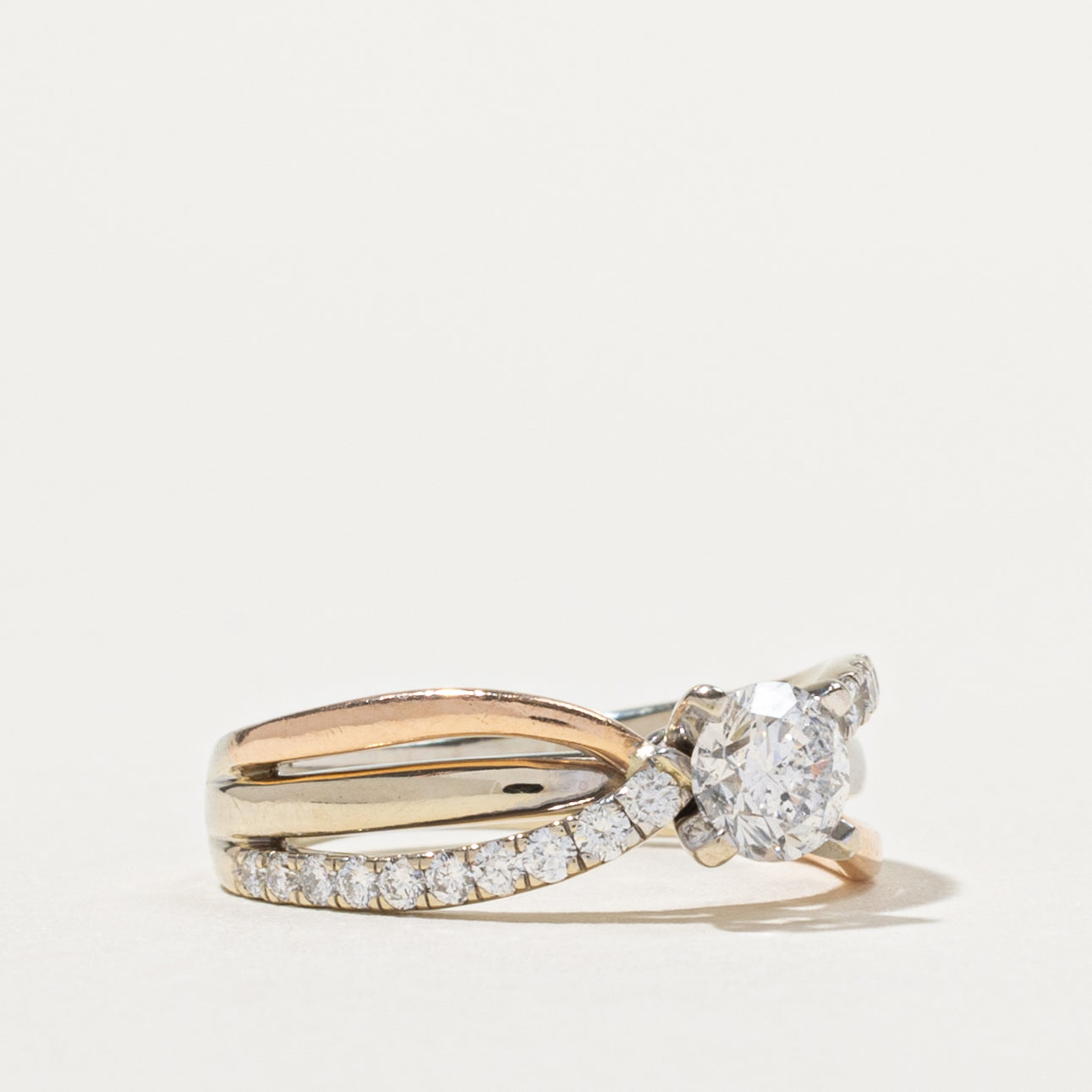 14k Tri Tone Gold Diamond Crossover Ring | 0.50ct I1 G/H, 0.30ctw | SZ 4