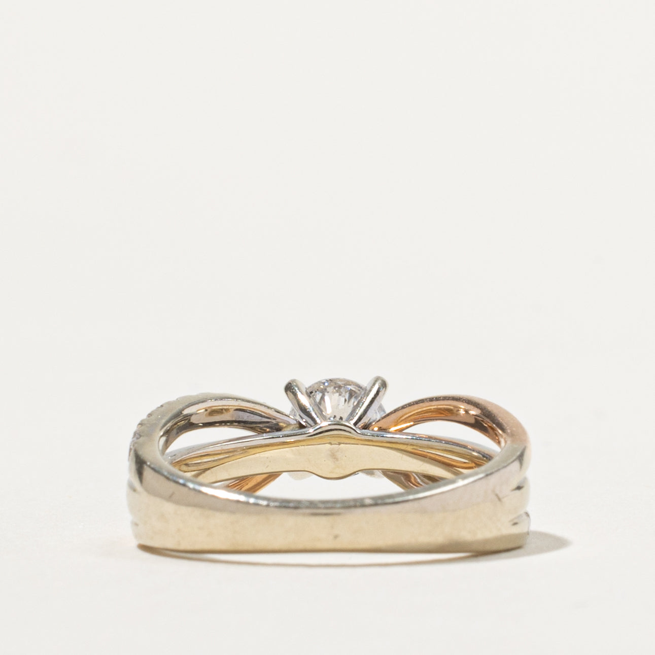 14k Tri Tone Gold Diamond Crossover Ring | 0.50ct I1 G/H, 0.30ctw | SZ 4