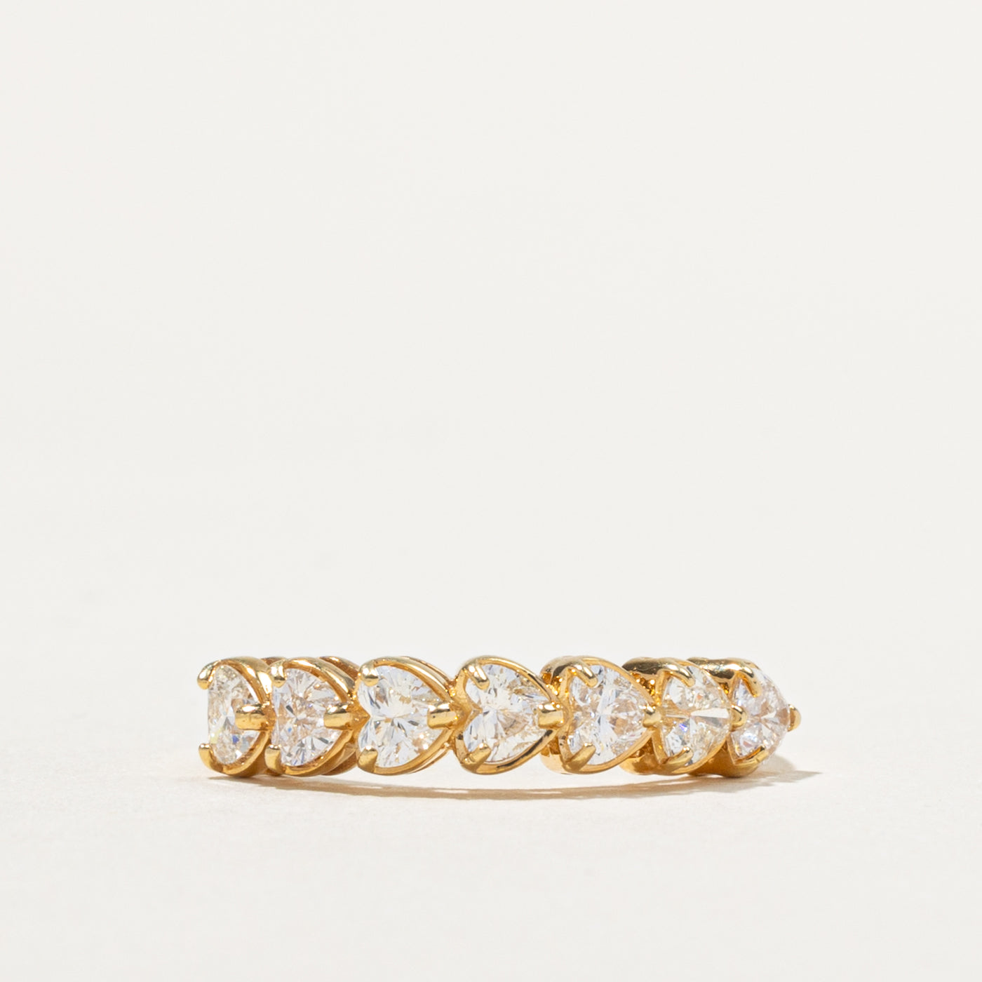 18k Heart Cut Diamond Semi Eternity Band | 1.00ctw | SZ 5.75