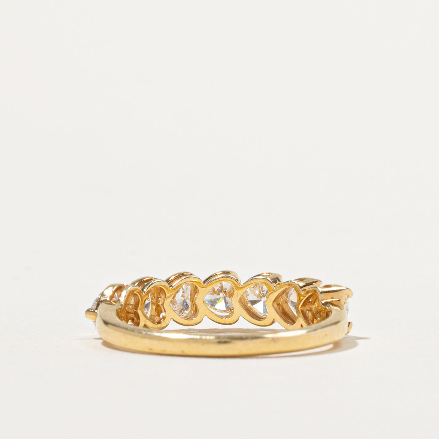 18k Heart Cut Diamond Semi Eternity Band | 1.00ctw | SZ 5.75